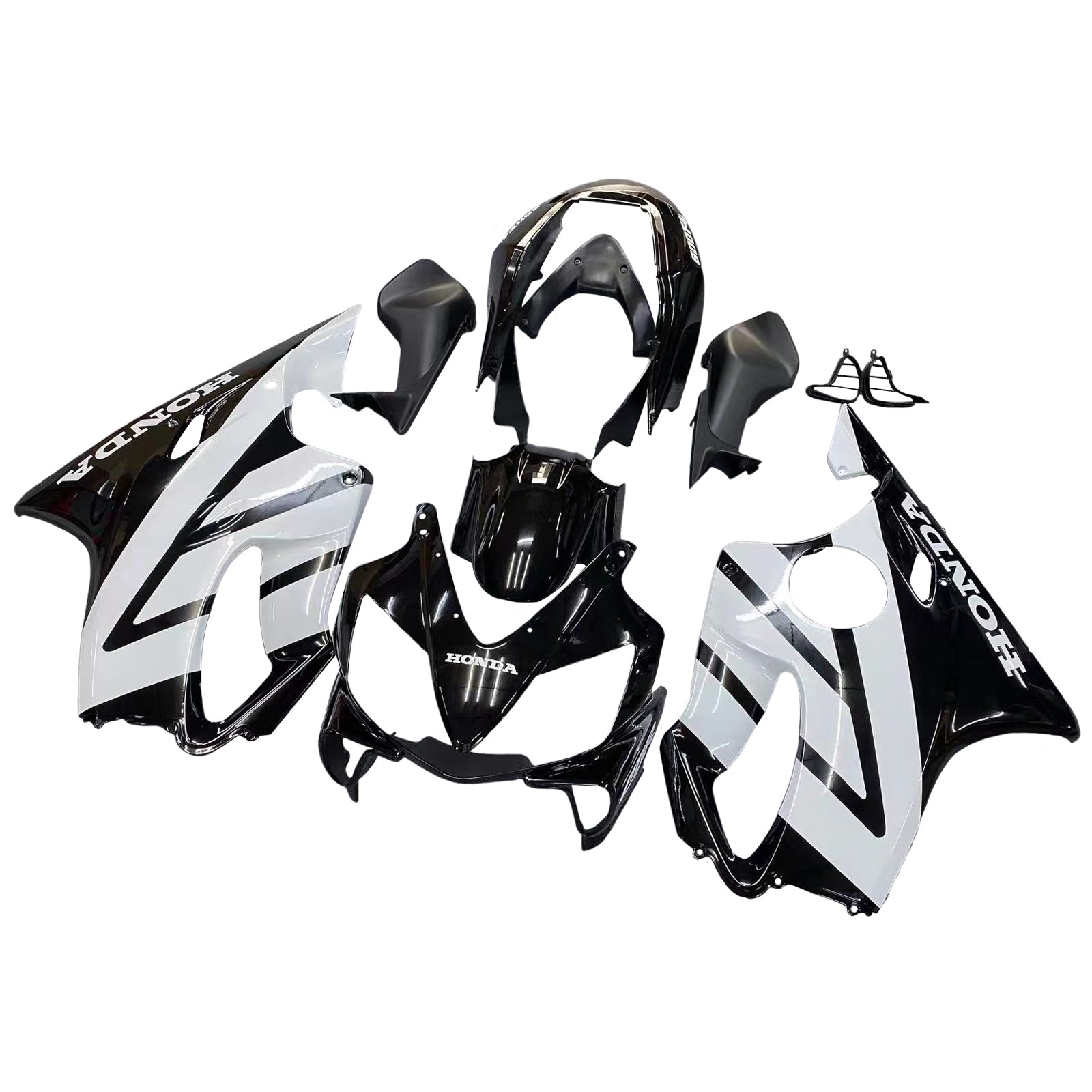 Kit de carénage Amotopart Honda CBR600 F4i 2004-2007 noir et blanc