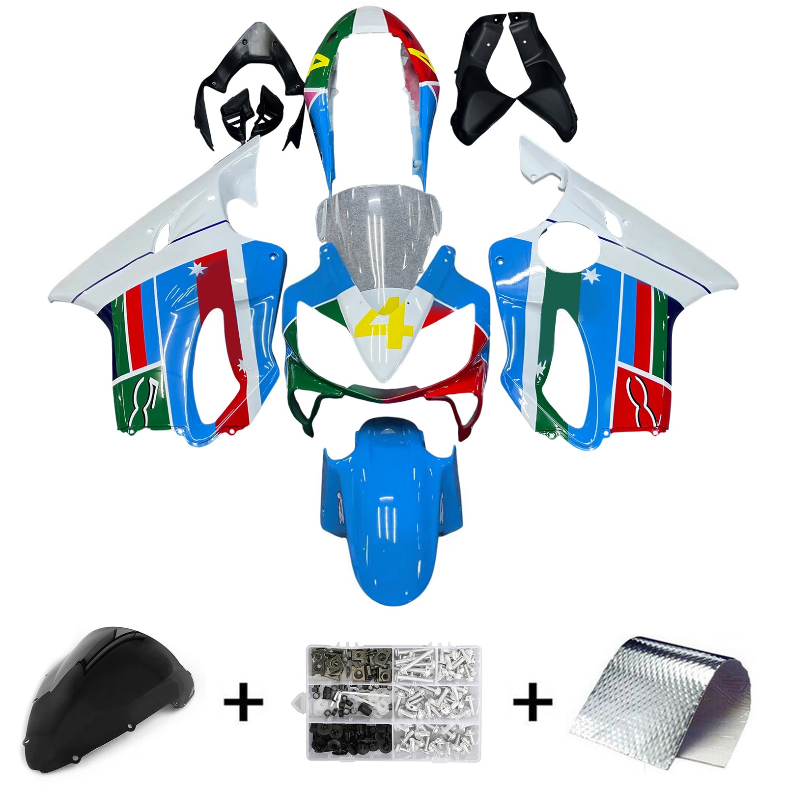 Mehrfarbiges Verkleidungsset von Amotopart für Honda CBR600 F4i 2004–2007