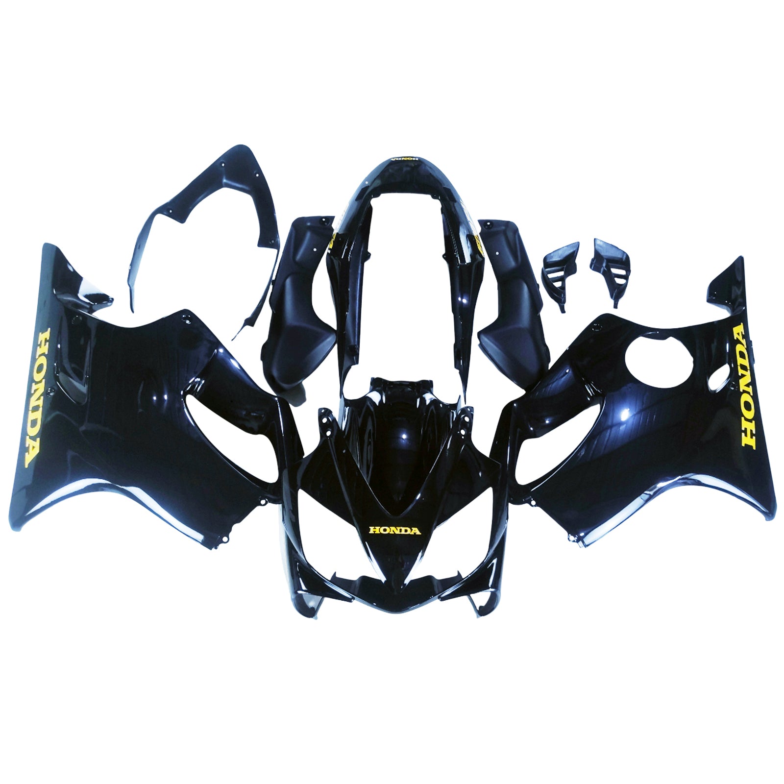 Amotopart 2004-2007 CBR600 F4i Honda Black with Yellow Logo Fairing Kit