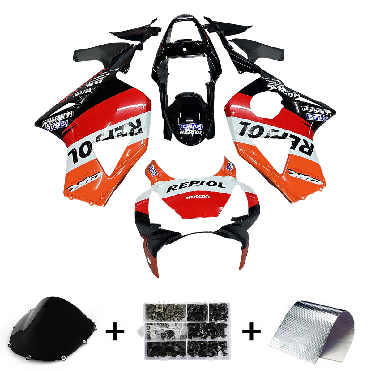 Amotopart 2002-2003 CBR 954 Kit de carénage Repsol Honda Orange Rouge