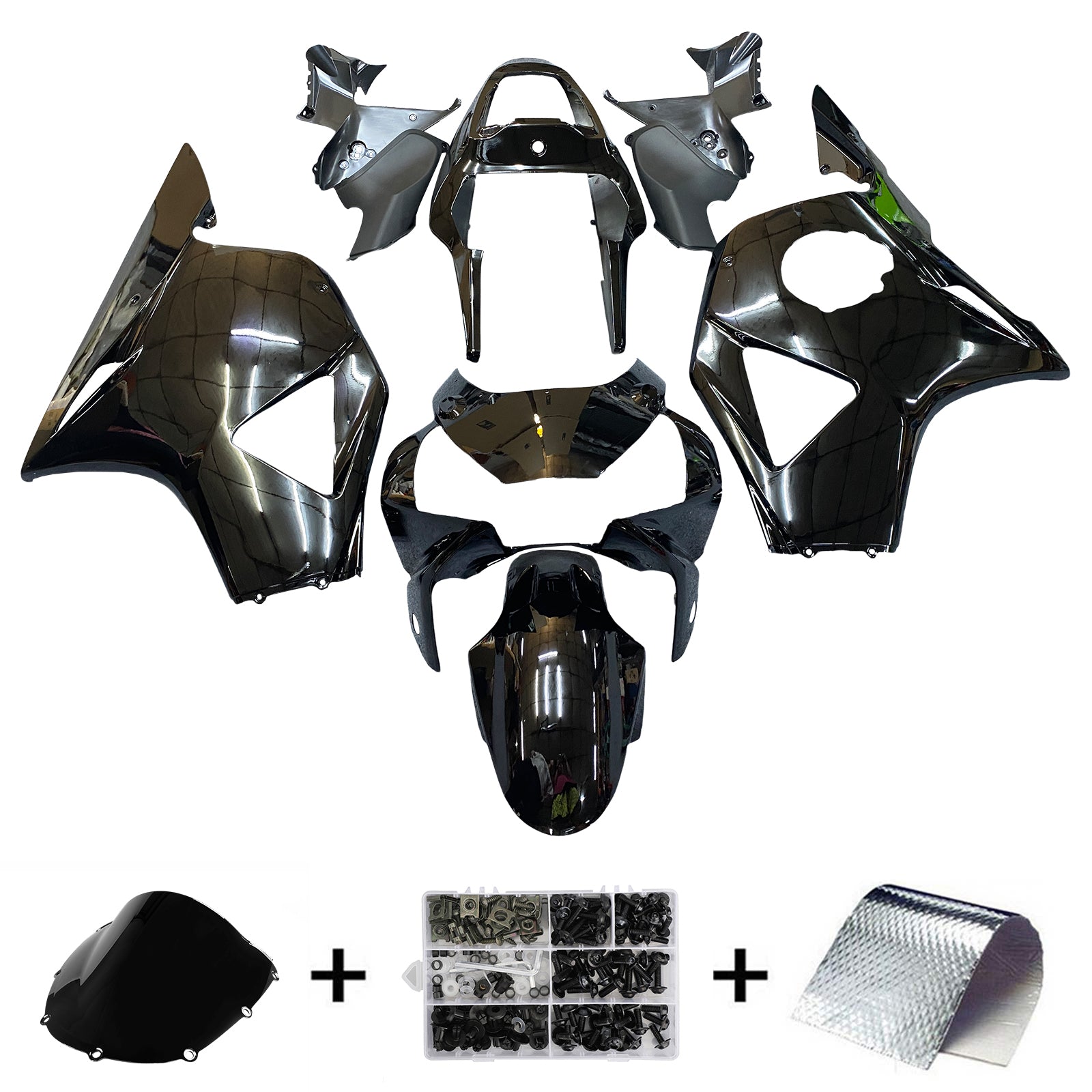 Amotopart 2002-2003 CBR954 Honda Kit de carénage noir brillant