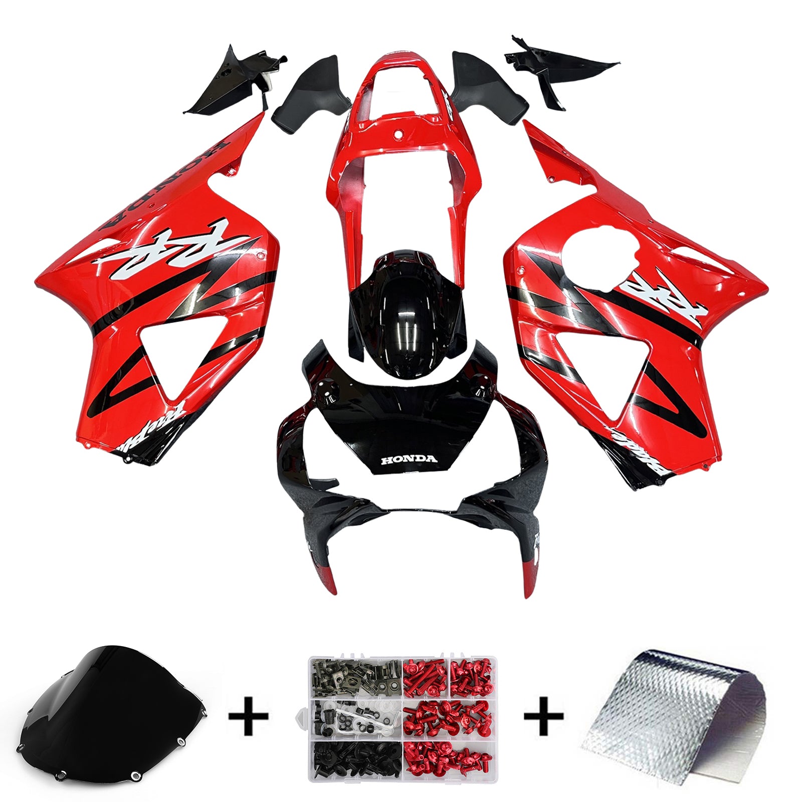 Amotopart 2002-2003 CBR954 Honda Kit de carenado rojo y negro