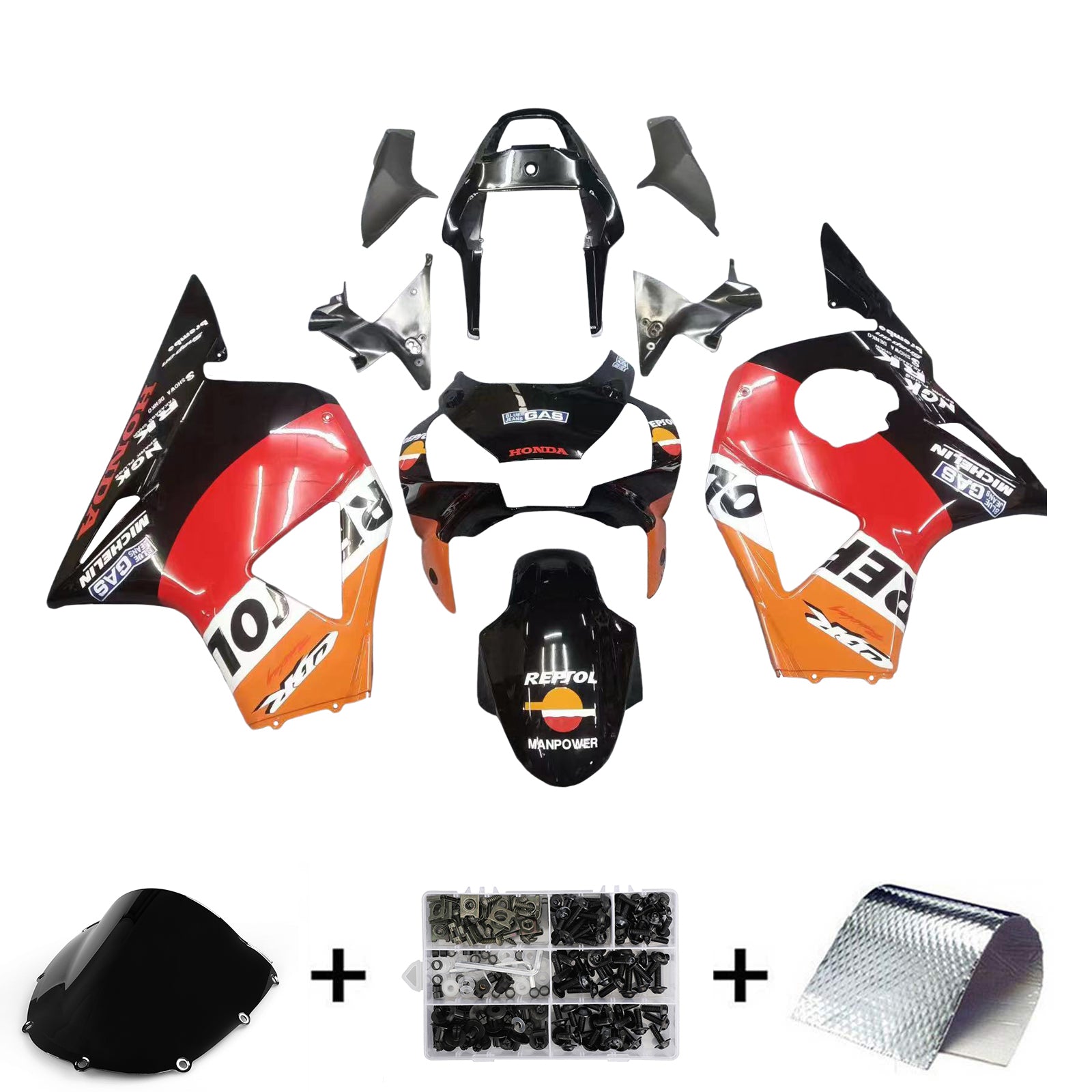 Amotopart 2002-2003 Honda CBR954 Fairing Orange&Black Kit