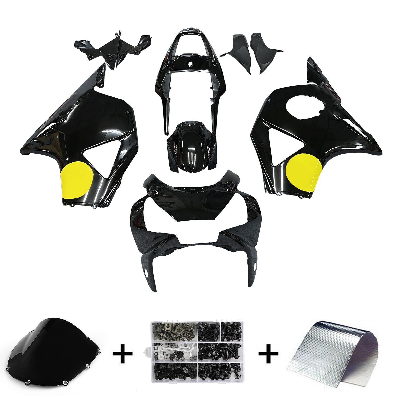 Amotopart 2002-2003 Honda CBR954 Black Yellow Fairing Kit