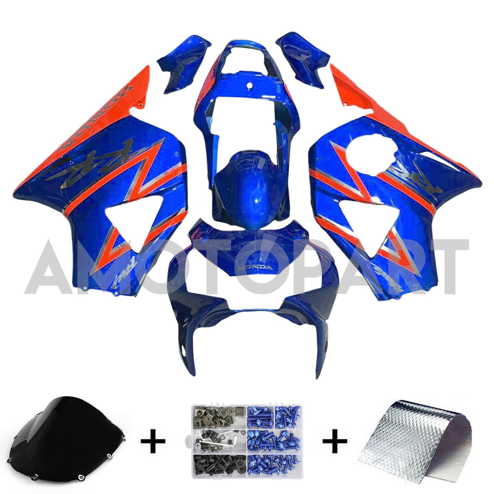 Amotopart Honda CBR954 2002-2003 Blue&Orange Fairing Kit