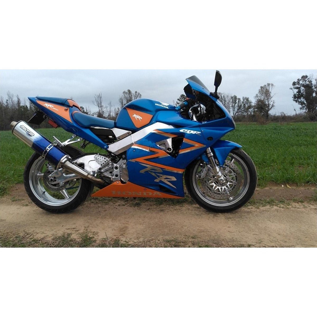 Kit de carénage Amotopart Honda CBR954 2002-2003 bleu et orange