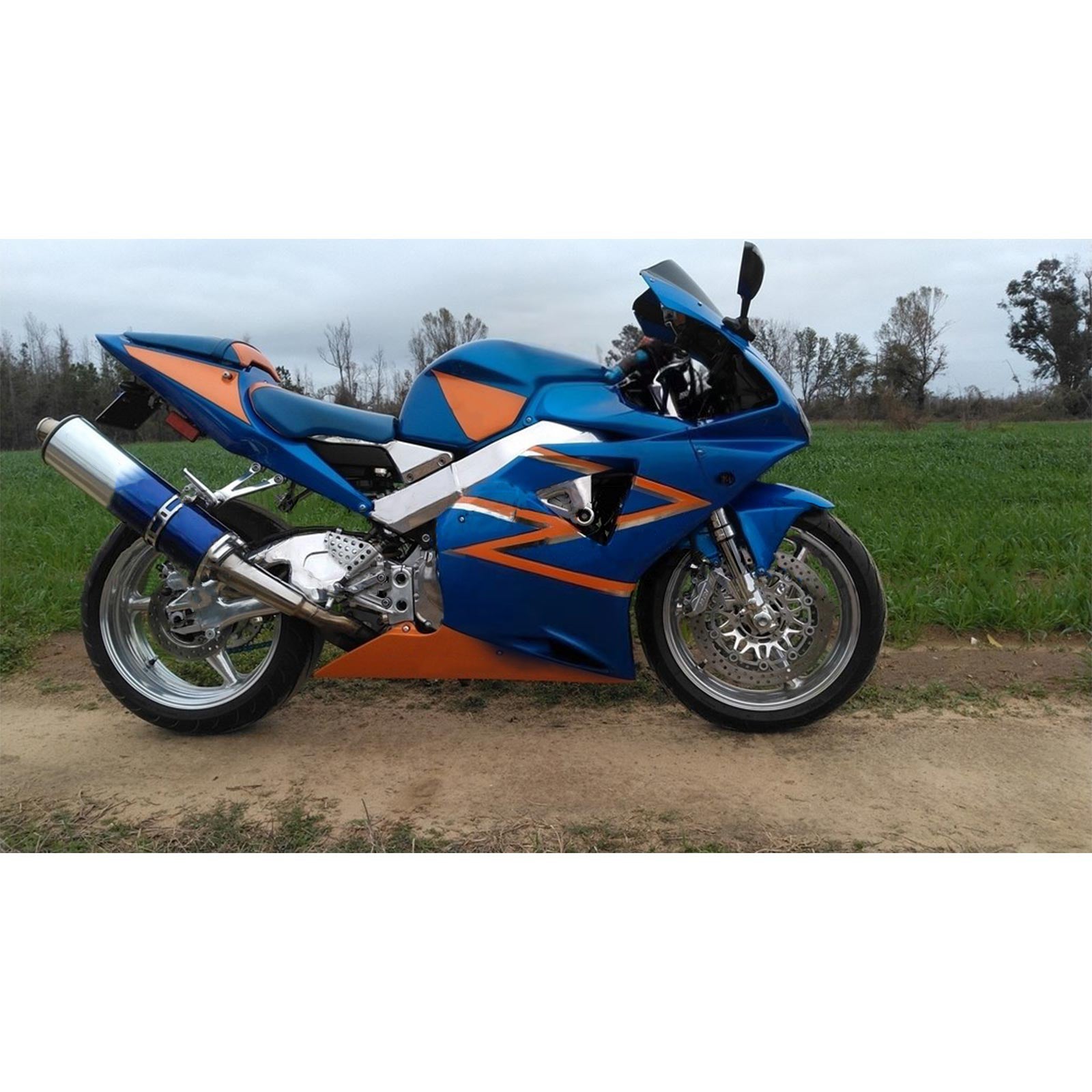 Amotopart Honda CBR954 2002-2003 Blue&Orange Fairing Kit