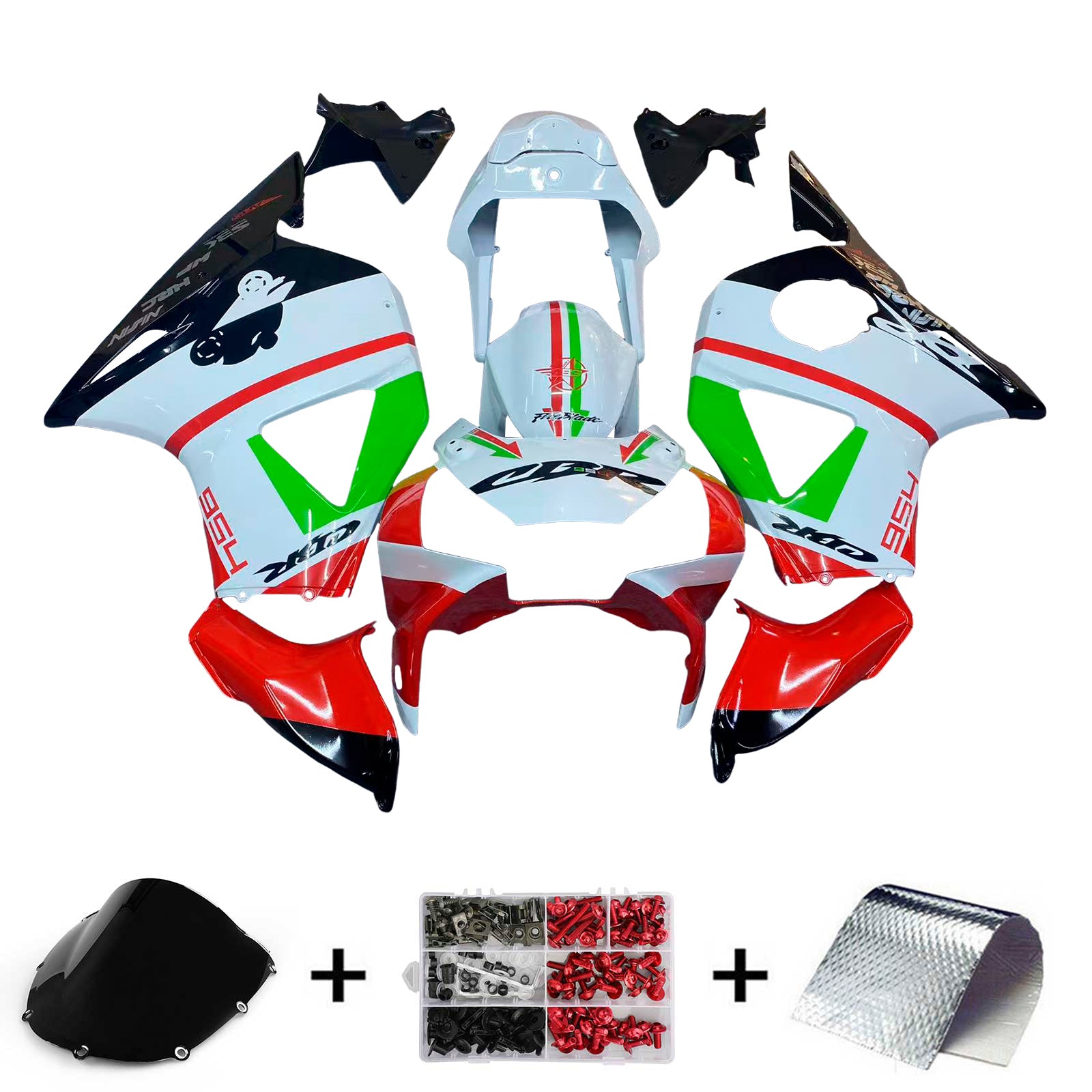 Amotopart 2002-2003 CBR954 Honda Red&Green Fairing Kit