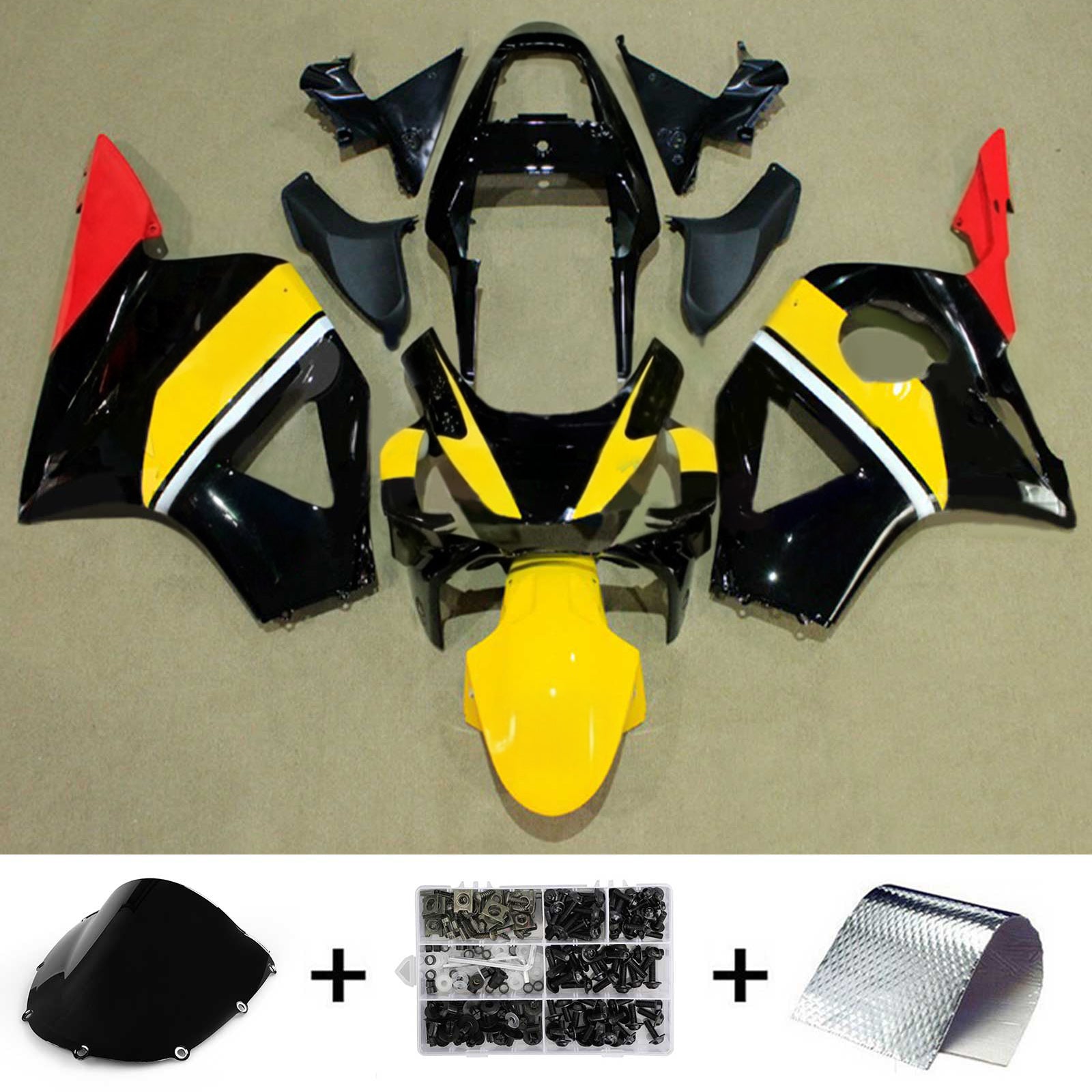 Amotopart 2002-2003 CBR954 Kit de carenagem da Honda Black & Yellow