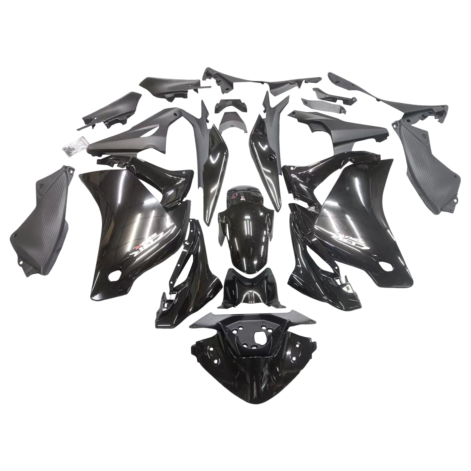 Amotopart Verkleidungssatz für Honda CBR250R 2011–2015, glänzend schwarz