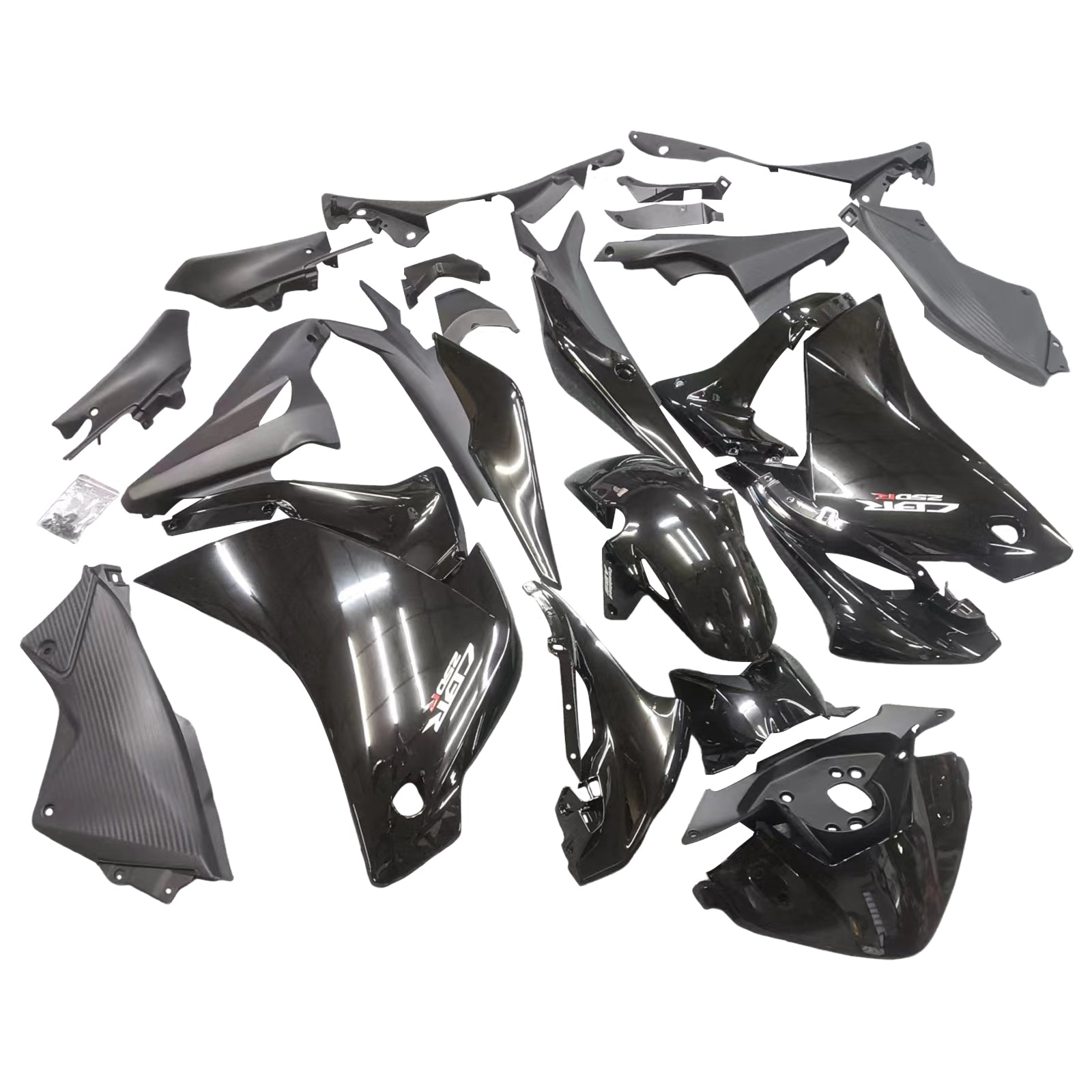 Amotopart Verkleidungssatz für Honda CBR250R 2011–2015, glänzend schwarz