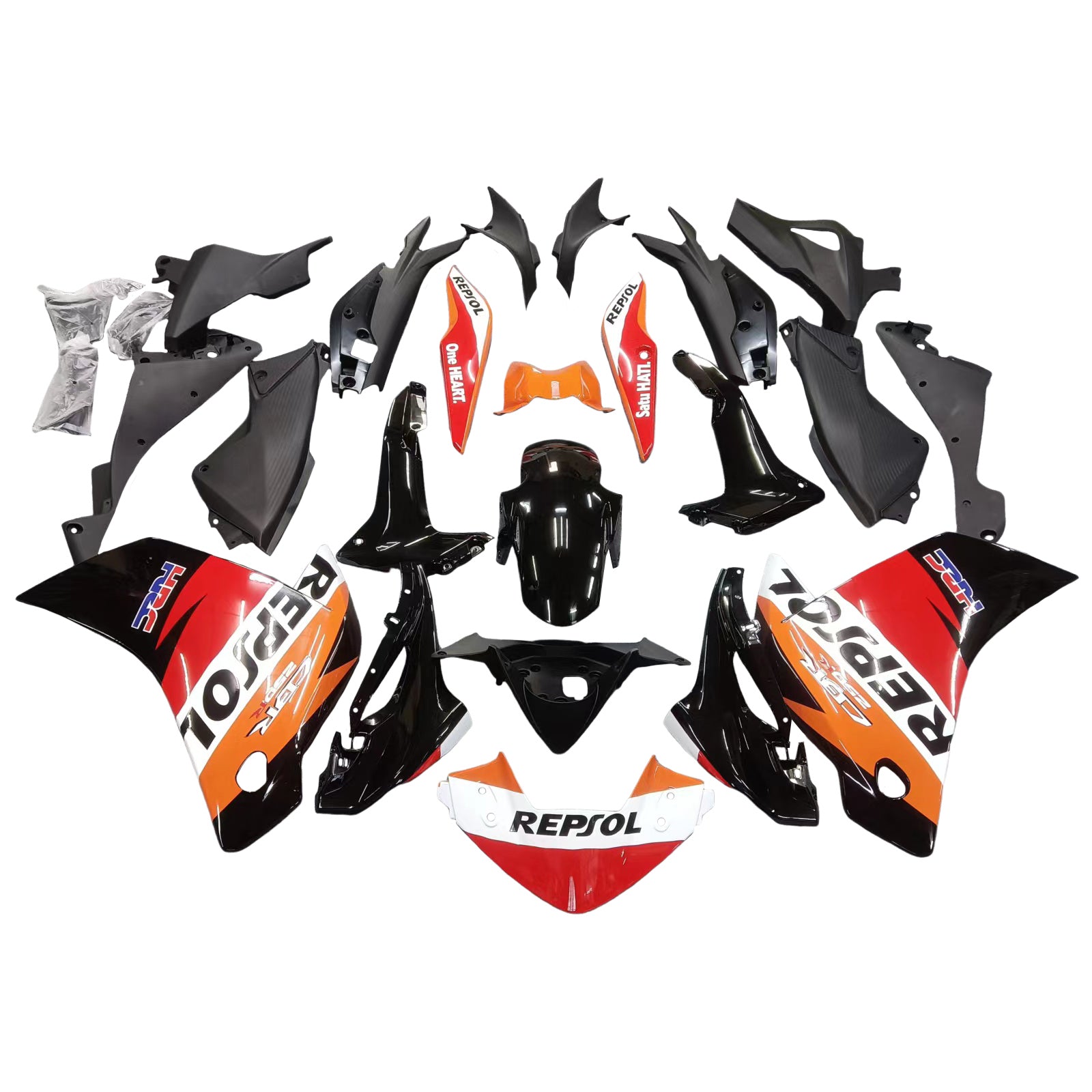 Amotopart Honda CBR250R 2011-2015 Kit de carénage Repjol orange et rouge