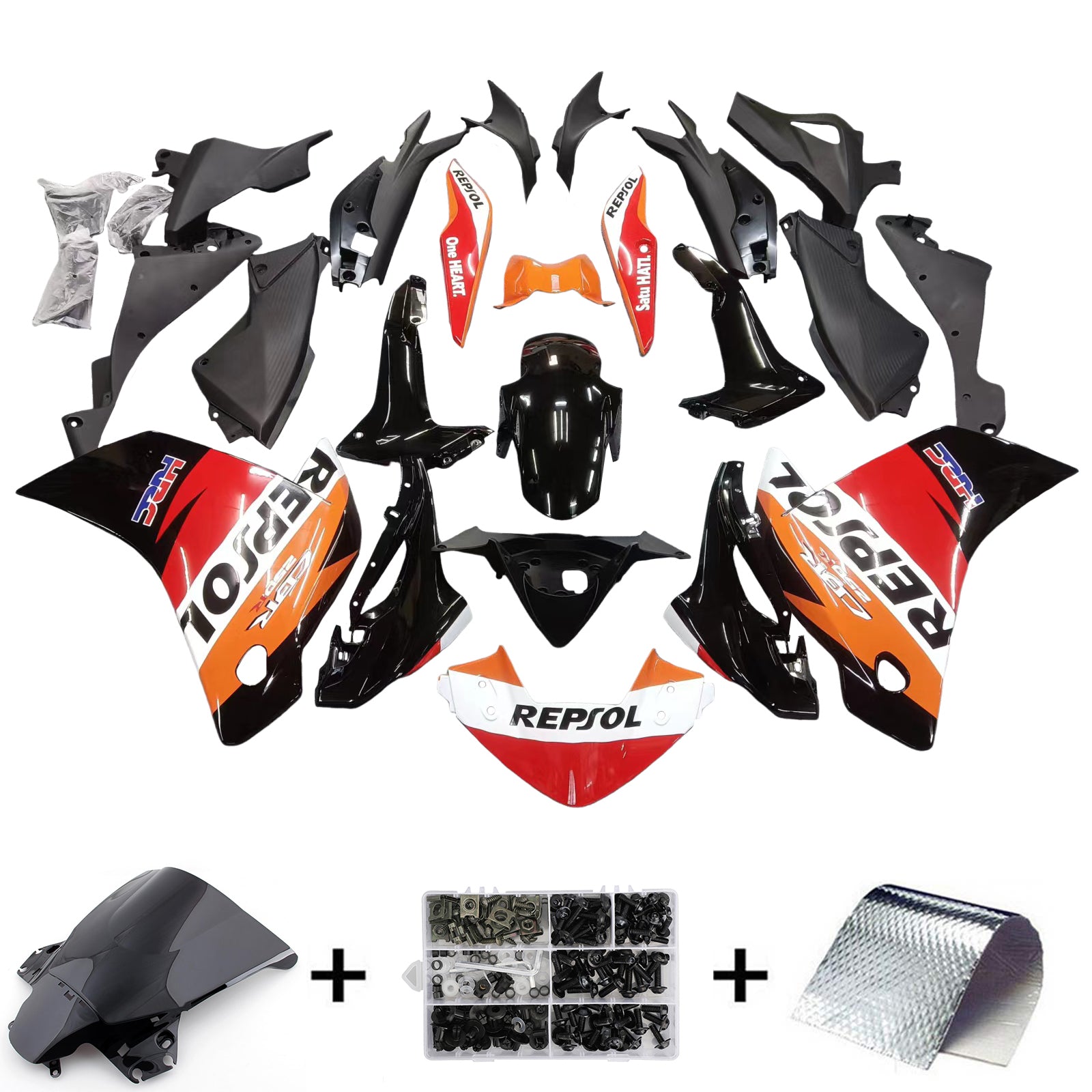 Amotopart Kit carena Repjol arancione e rosso Honda CBR250R 2011-2015