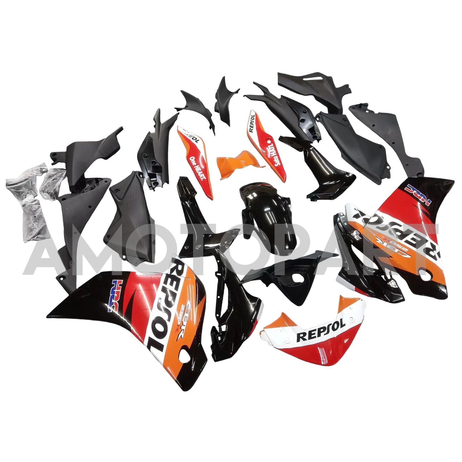Amotopart Honda CBR250R 2011-2015 Orange&Red Repjol Fairing Kit