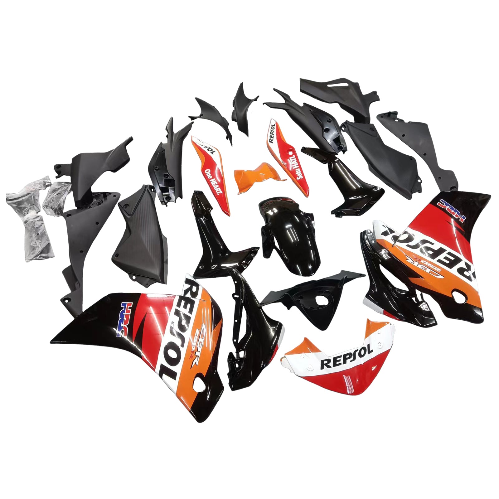 Amotopart Kit carena Repjol arancione e rosso Honda CBR250R 2011-2015