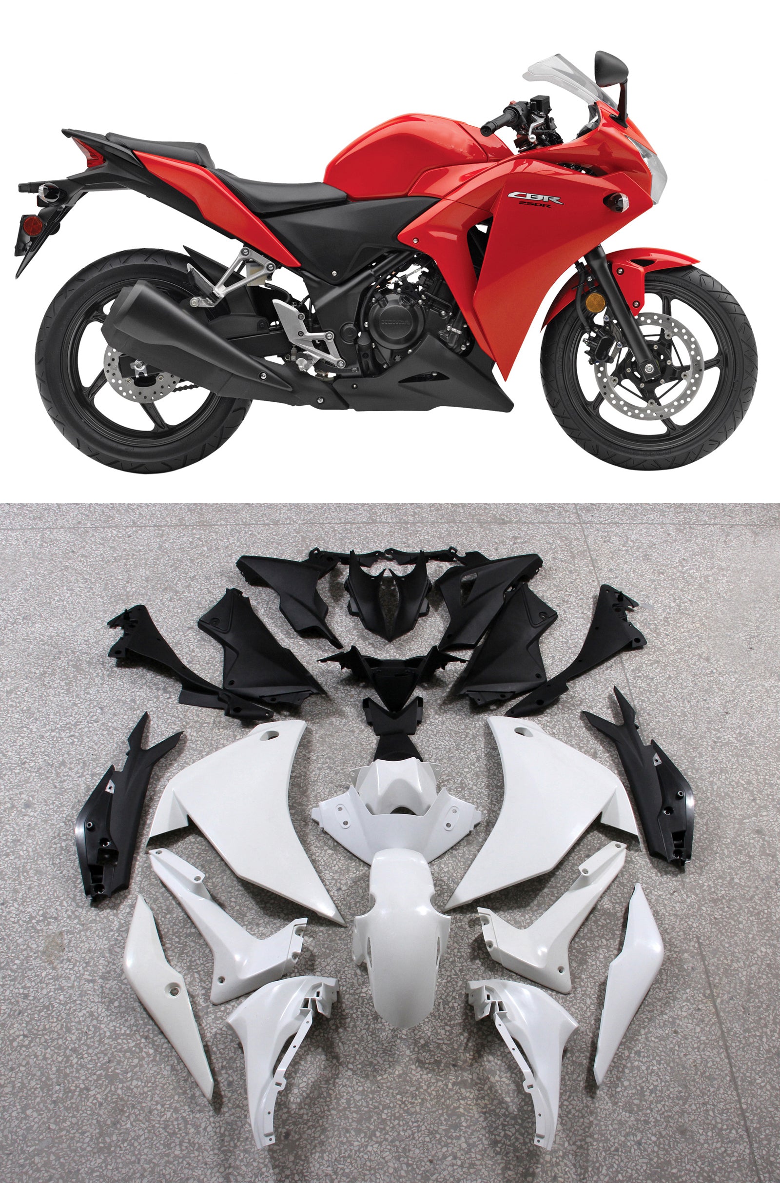 Amotopart 2011-2013 Honda CBR250R Red Fairing Kit