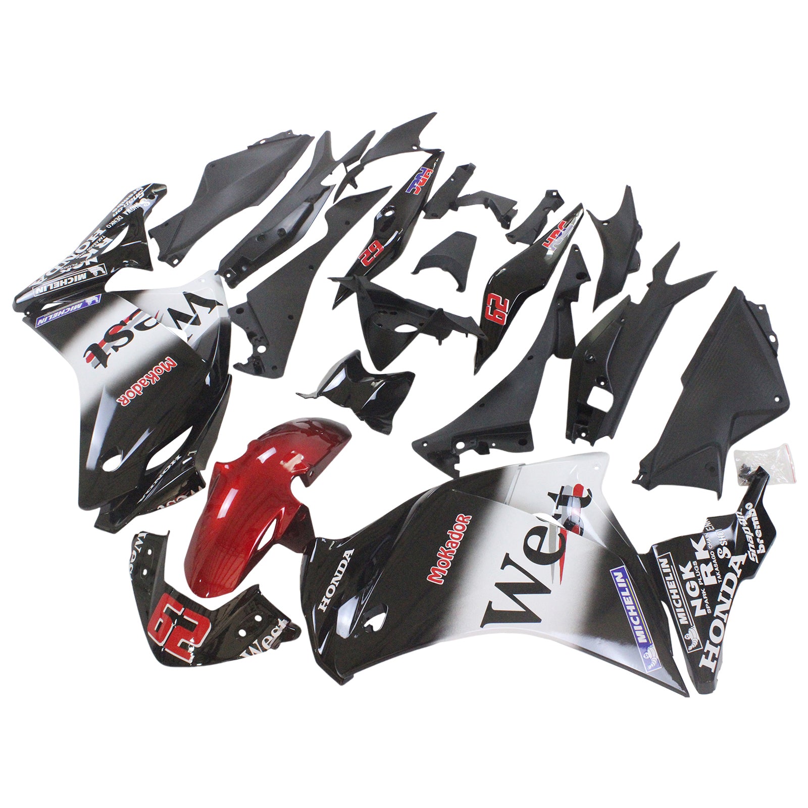 Amotopart 2011-2015 Honda CBR250R White Black Fairing Kit