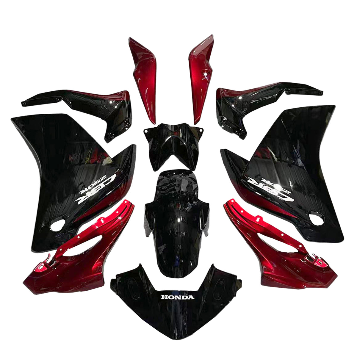 Amotopart Kit carena Honda CBR250R 2011-2013 nero lucido e rosso