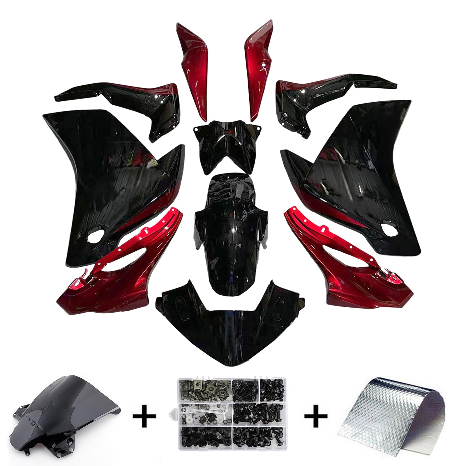 Amotopart Honda CBR250R 2011-2015 Glänzend Schwarz&Rotes Verkleidungsset