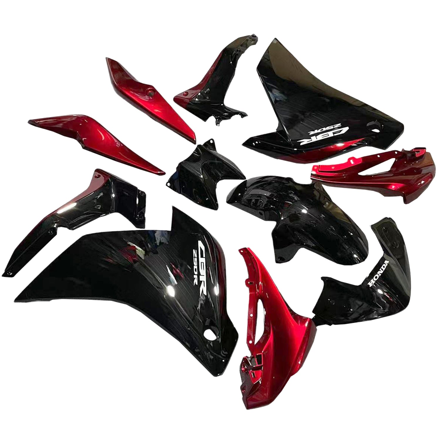 Amotopart Honda CBR250R 2011-2015 Glossy Black&Red Fairing Kit