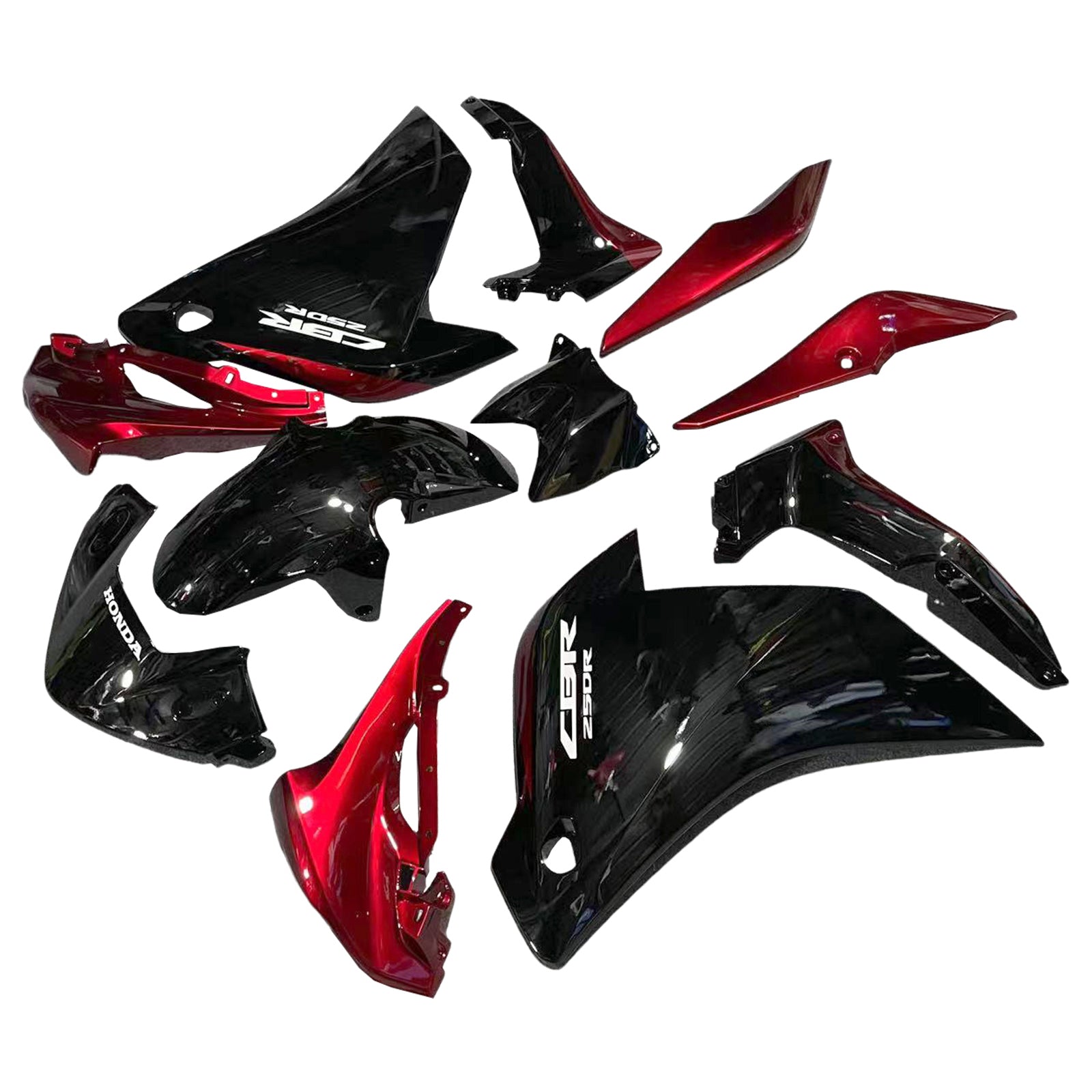 Amotopart Honda CBR250R 2011-2015 Glossy Black&Red Fairing Kit