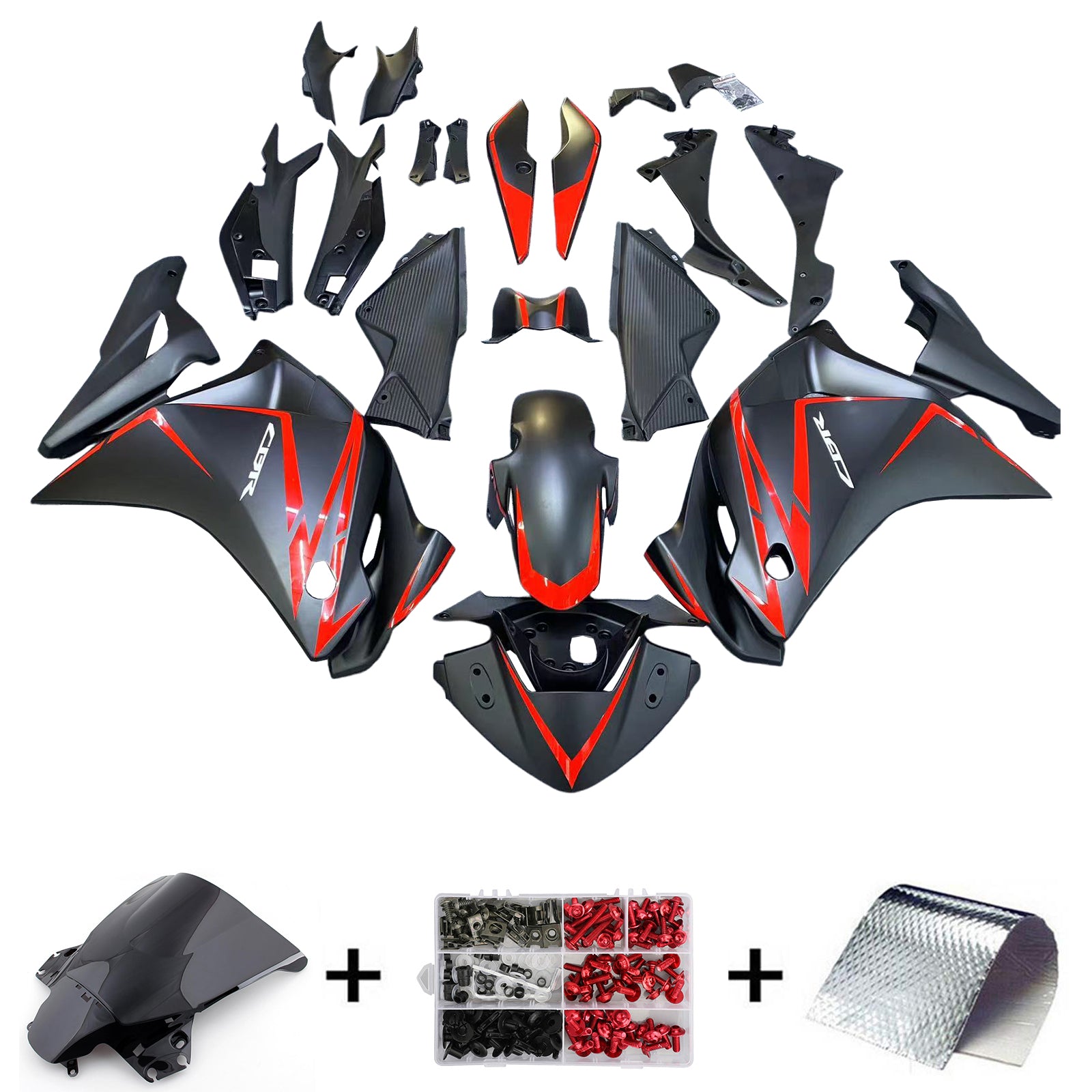Amotopart 2011-2015 CBR250R Honda Black med Red Stripe Fairing Kit