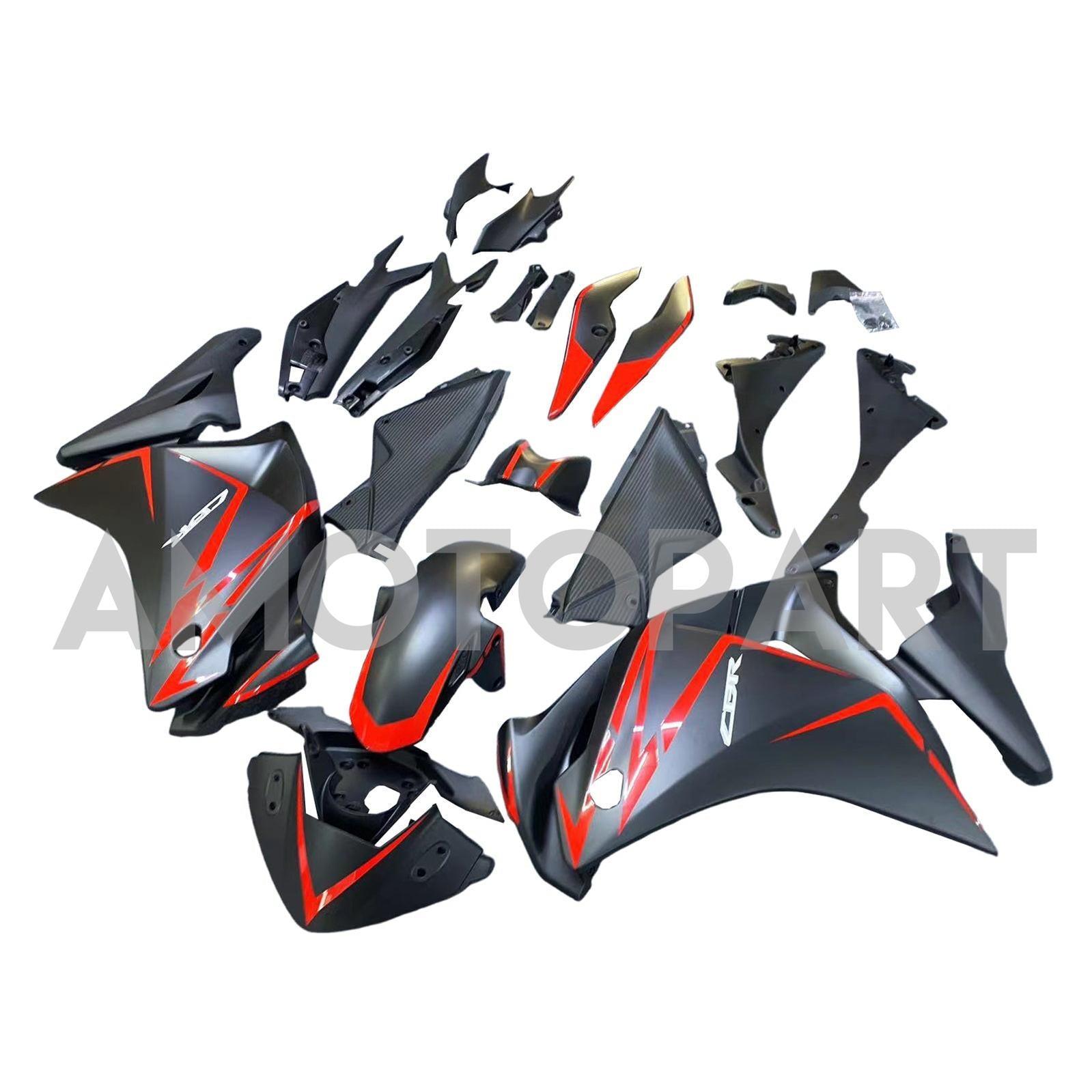 Amotopart 2011-2015 CBR250R Honda Black with Red Stripe Fairing Kit