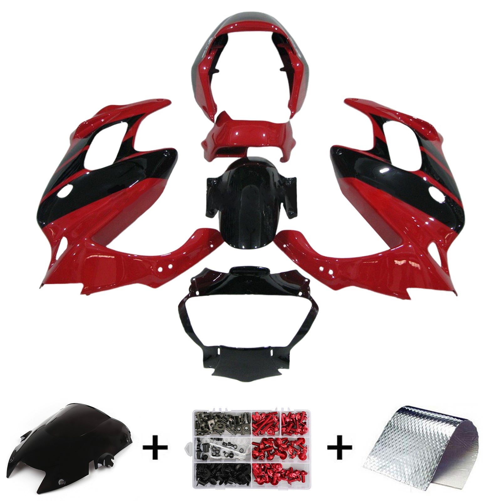 Amotopart 1997-2005 VTR1000F Honda Rot&Schwarzes Verkleidungsset