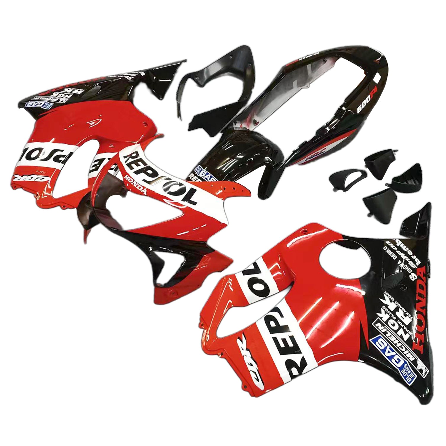 Kit de carénage Repsol Amotopart Honda CBR600F4 1999-2000 rouge orange