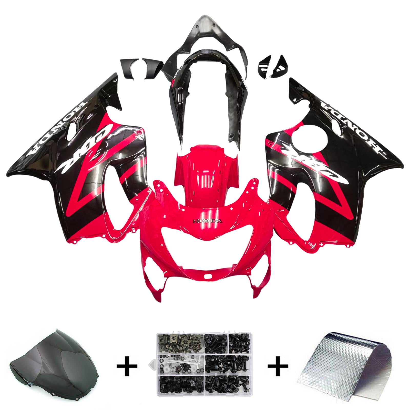 Amotopart Honda CBR600F4 1999-2000 Red&Black Style 1 Fairing Kit