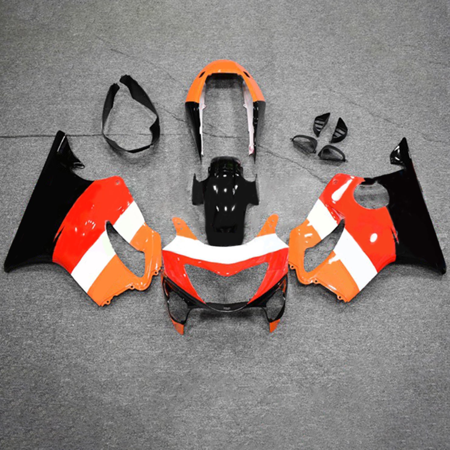 Amotopart 1999-2000 CBR600 F4 Honda Red Orange Style3 Fairing Kit