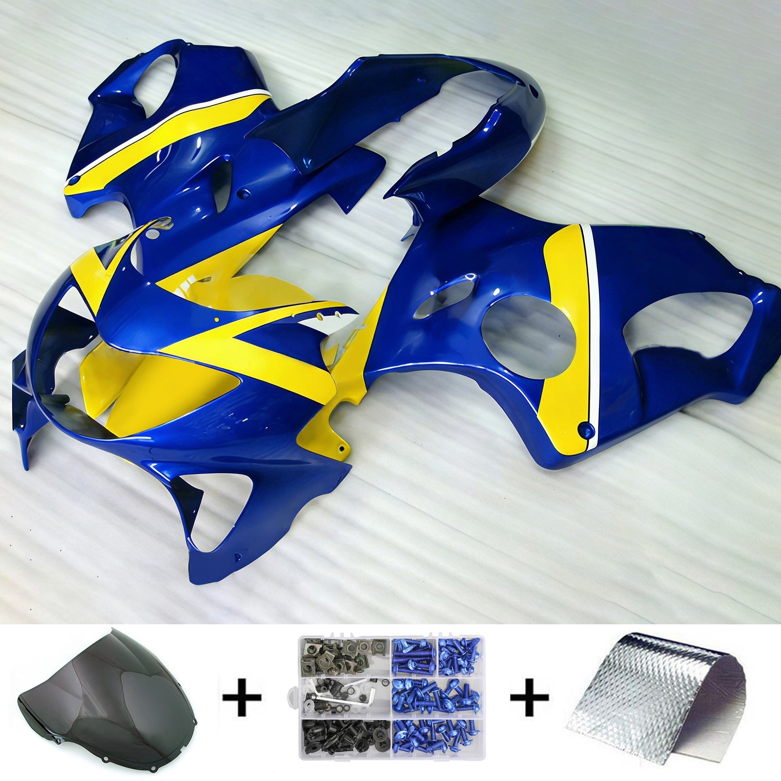 Amotopart 1999-2000 CBR600 F4 Honda Kit carena blu e giallo