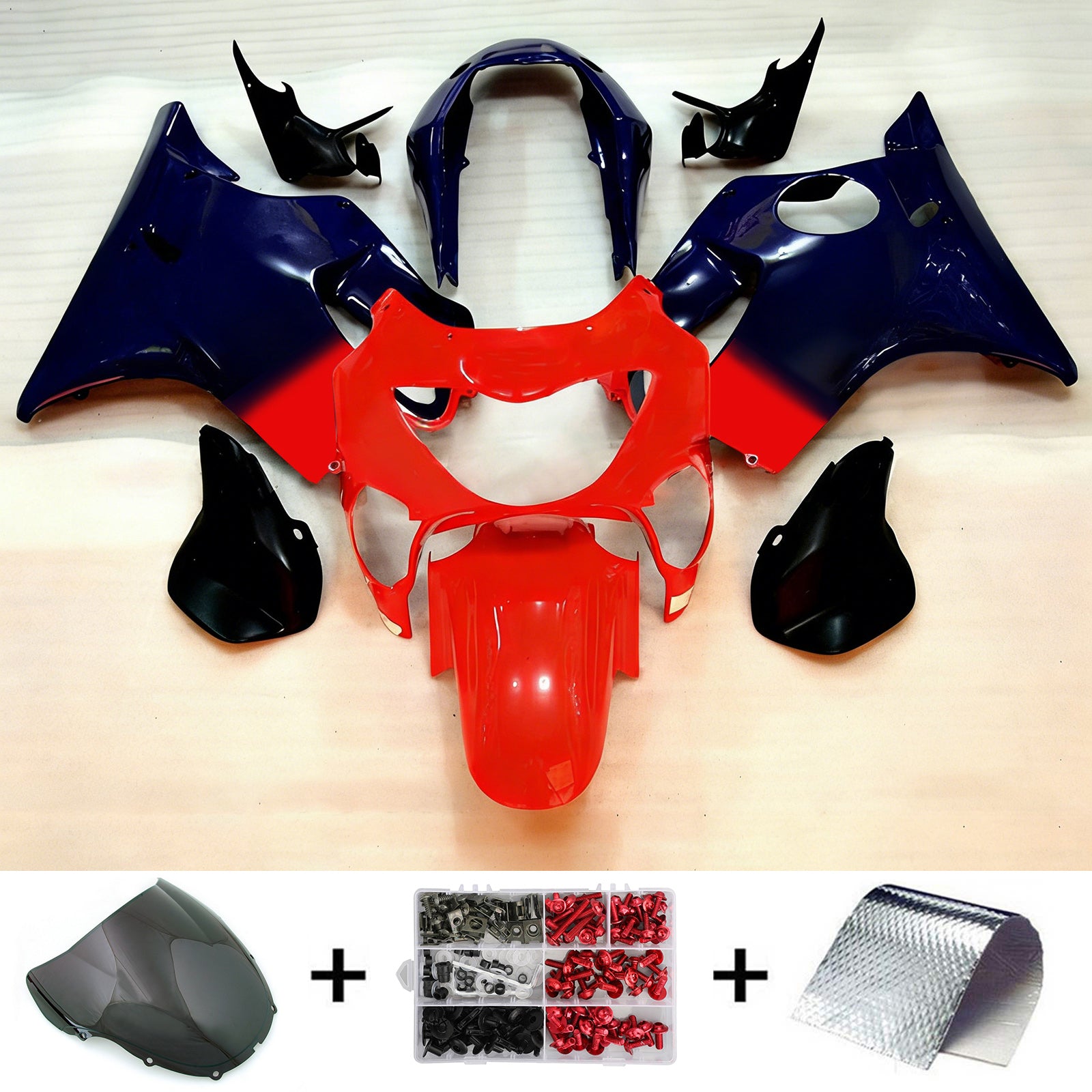 Amotopart 1999–2000 CBR600 F4 Honda Rot&Blue Style1 Verkleidungssatz