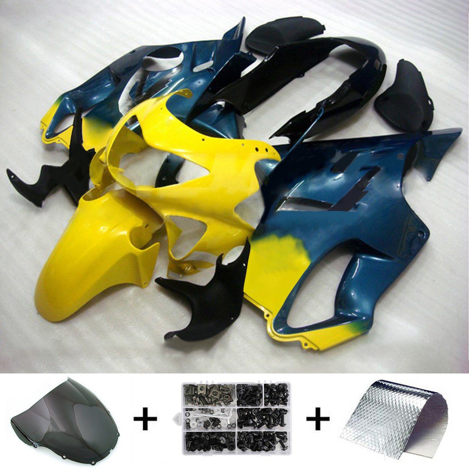 Amotopart 1999-2000 CBR600 F4 Honda Yellow&Blue Gradient Fairing Kit