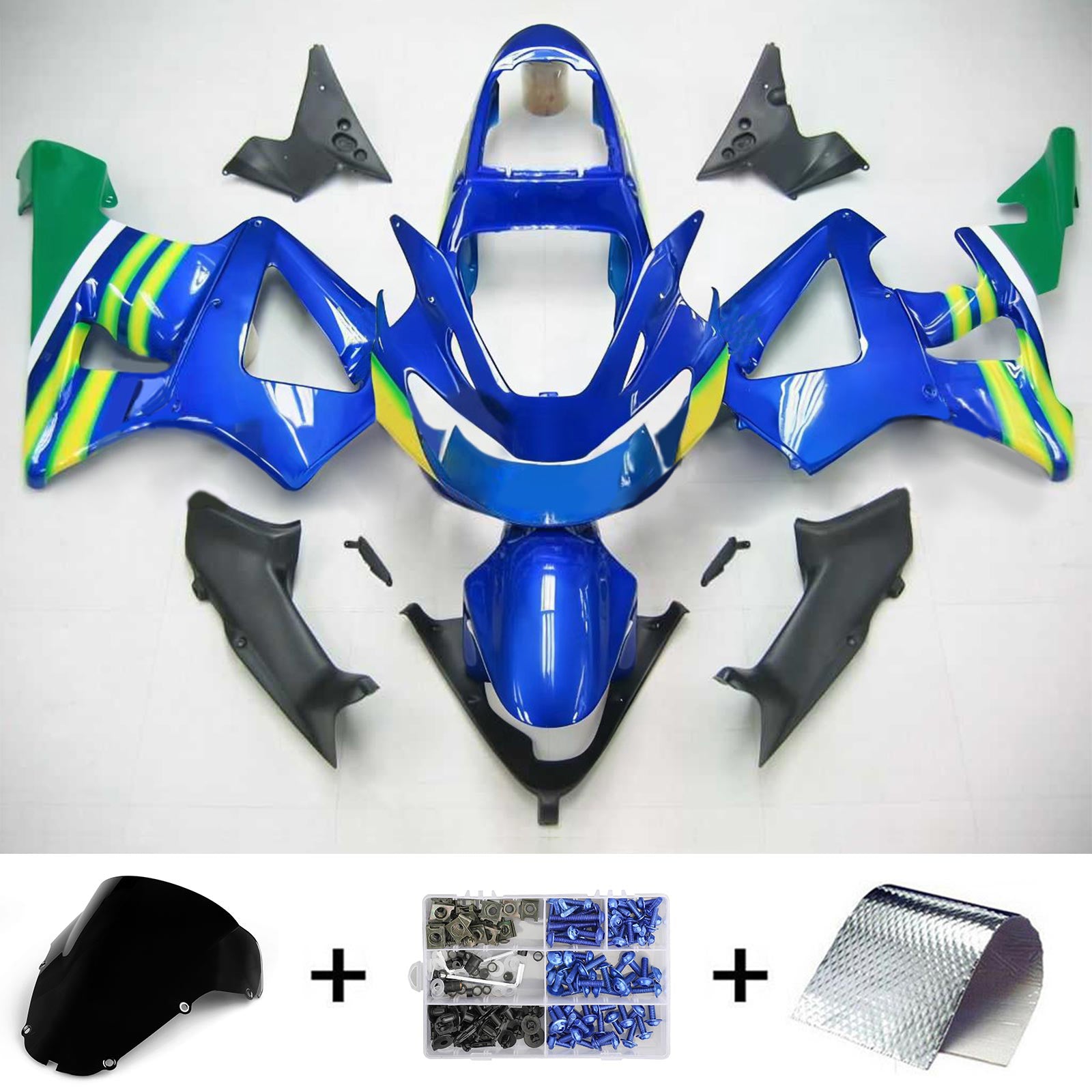 Cupolino verde Amotopart per Honda CBR929RR 2000-2001&BKit mostro blu