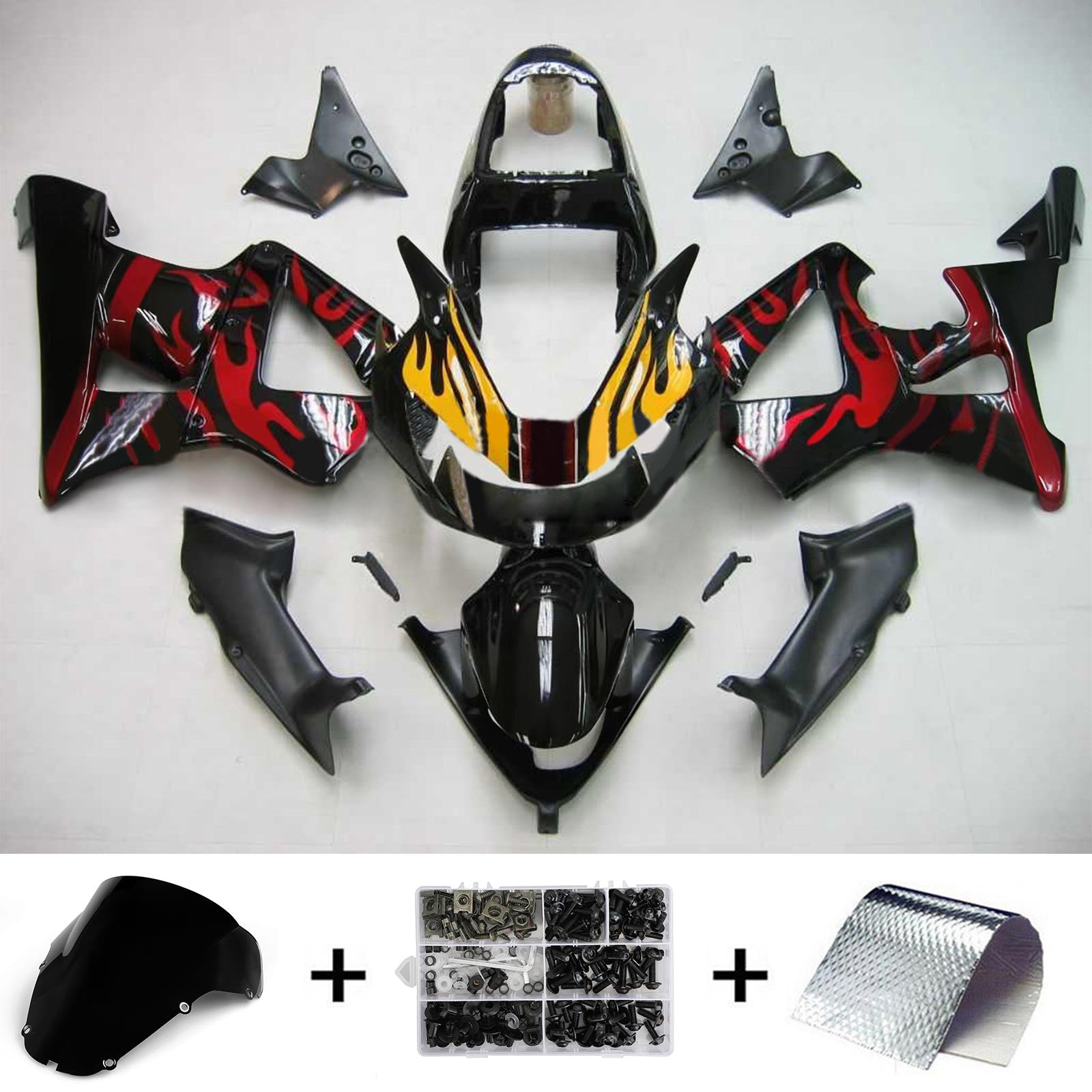 Cupolino rosso Amotopart per Honda CBR929RR 2000-2001&YKit squalo giallo