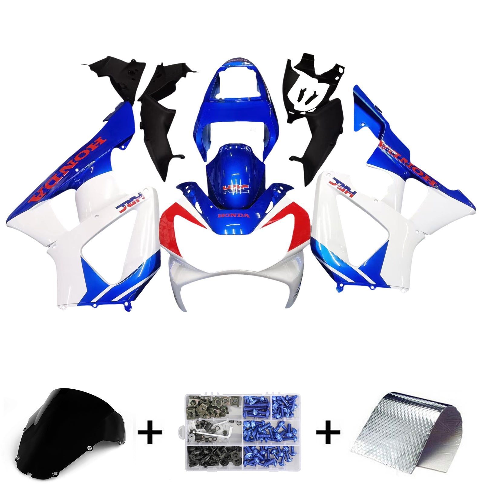 Amotopart 2000-2001 Honda CBR929RR Kit de carénage bleu et blanc