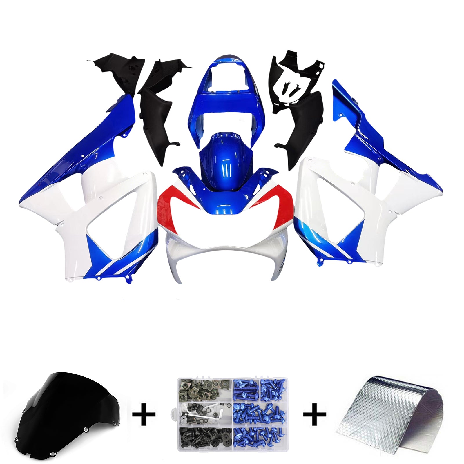 Amotopart Verkleidung für Honda CBR929RR (2000-2001), blau&Weißes Set