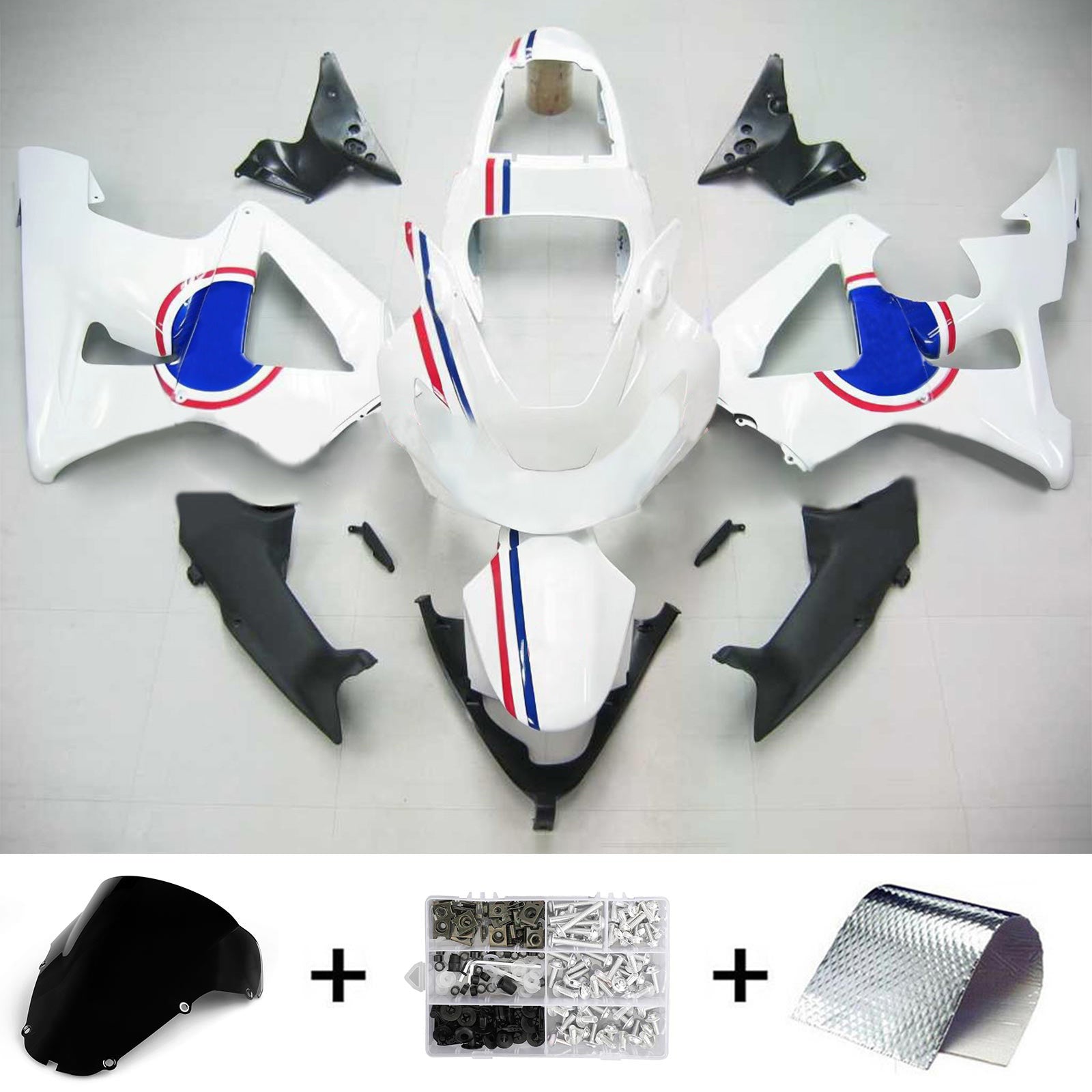Amotopart 2000-2001 Honda CBR929RR Carena Kit Repjol Bianco