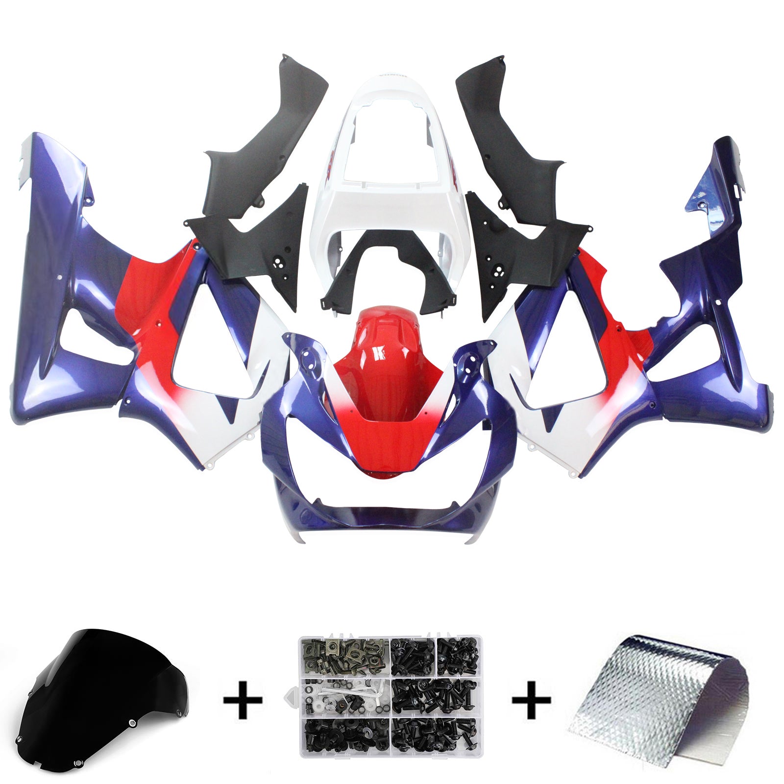 Amotopart 2000-2001 Honda CBR929RR FARION Blue & Red Style2 Kit