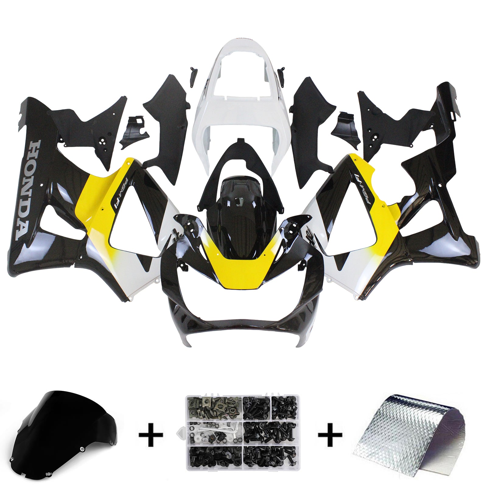 Amotopart 2000-2001 Honda CBR929RR Fairing Black&Yellow Kit