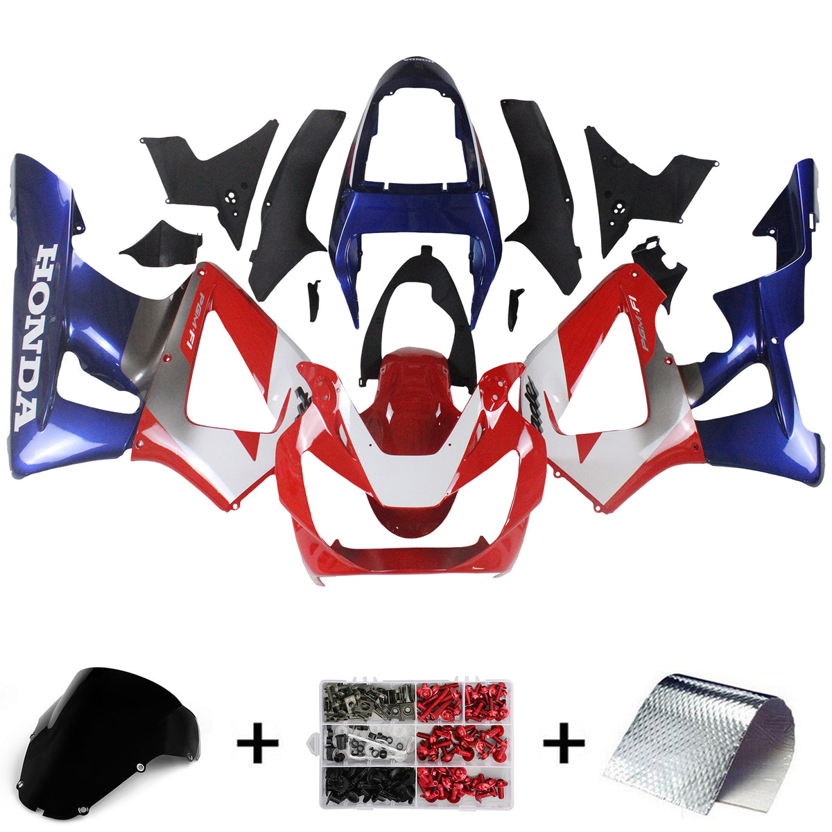 Amotopart 2000-2001 Honda CBR929RR Fairing Blue&Red Style1 Kit