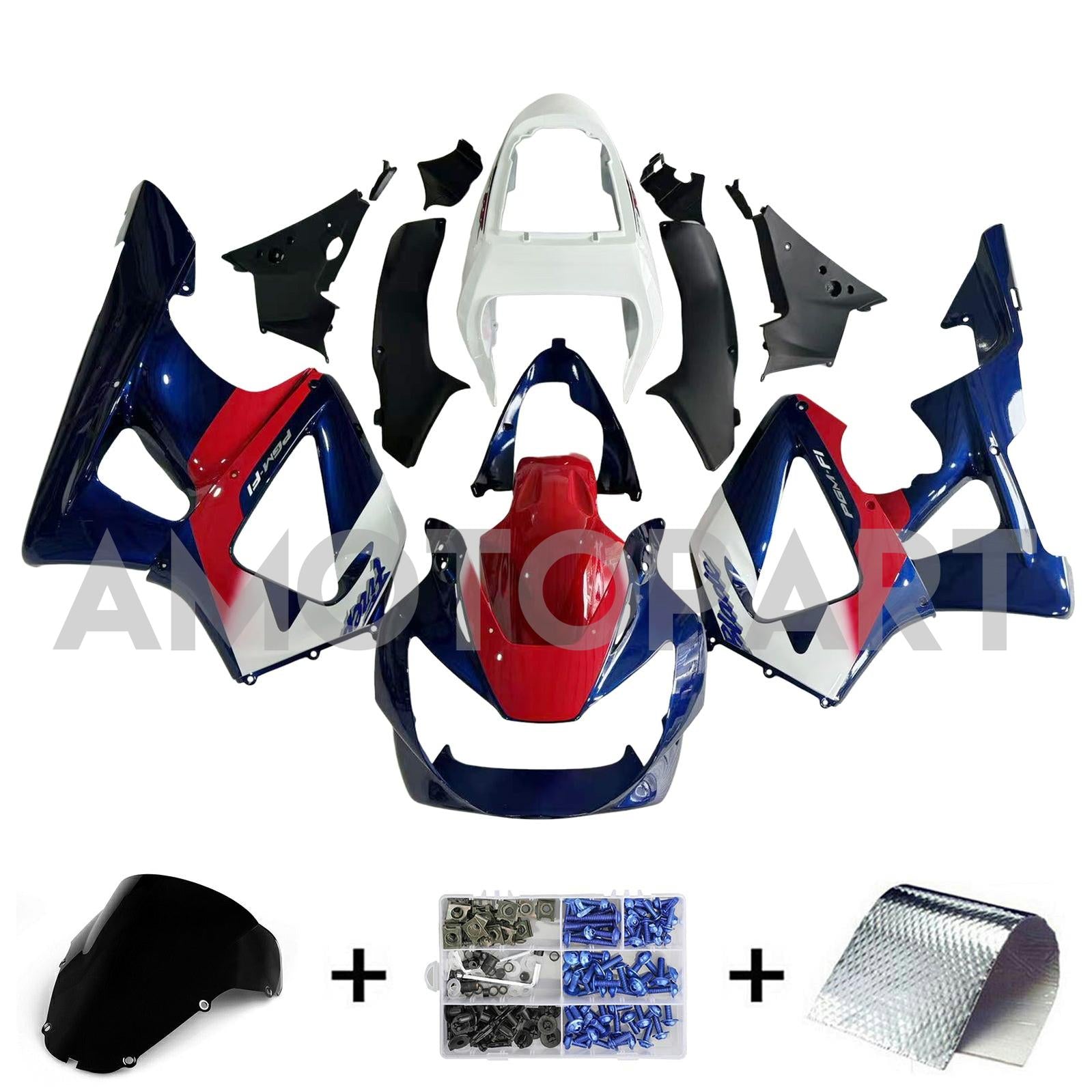 Amotopart 2000-2001 CBR929RR Honda Red&Blue Fairing Kit