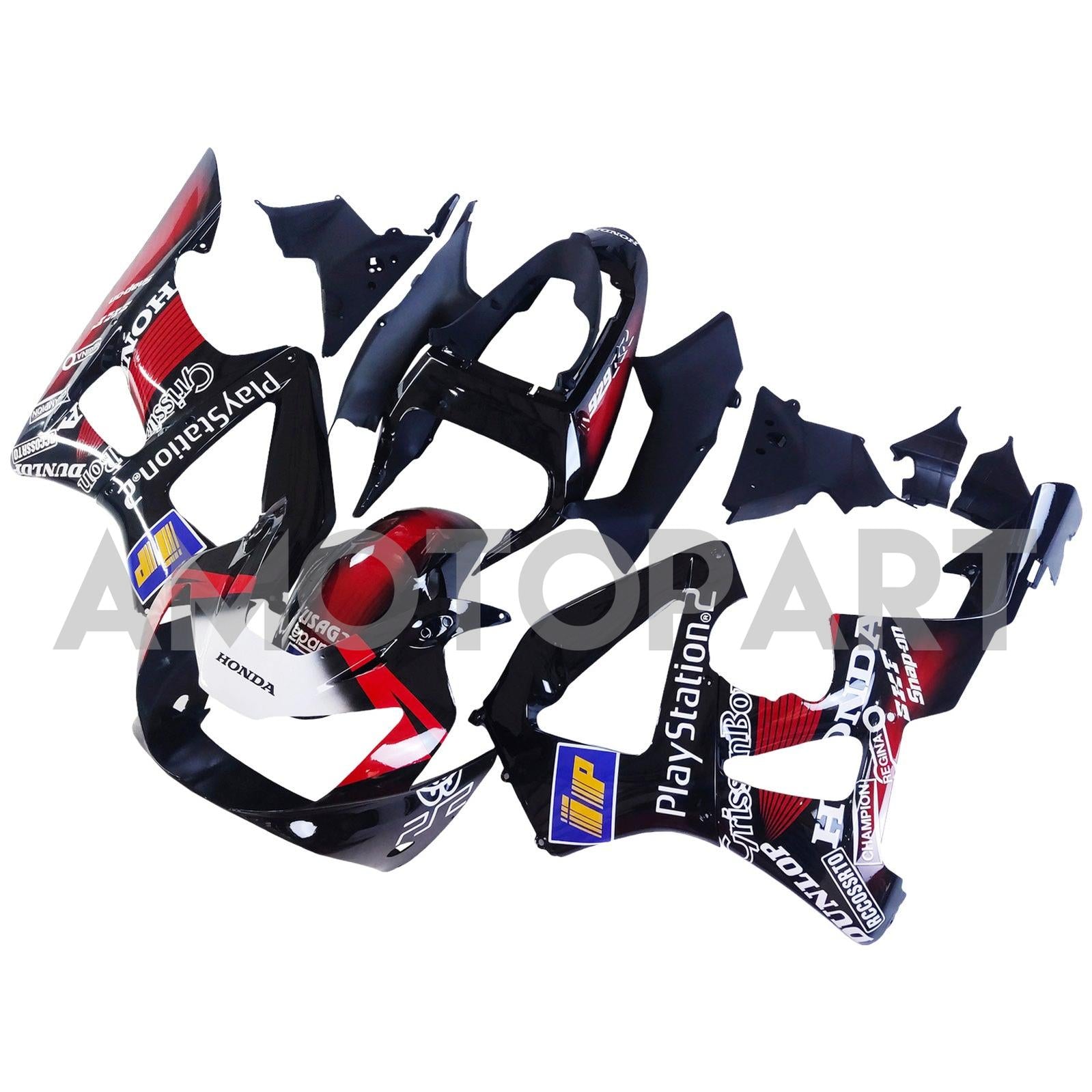 Amotopart 2000-2001 Honda CBR929RR Black Red &Patterns Fairing Kit