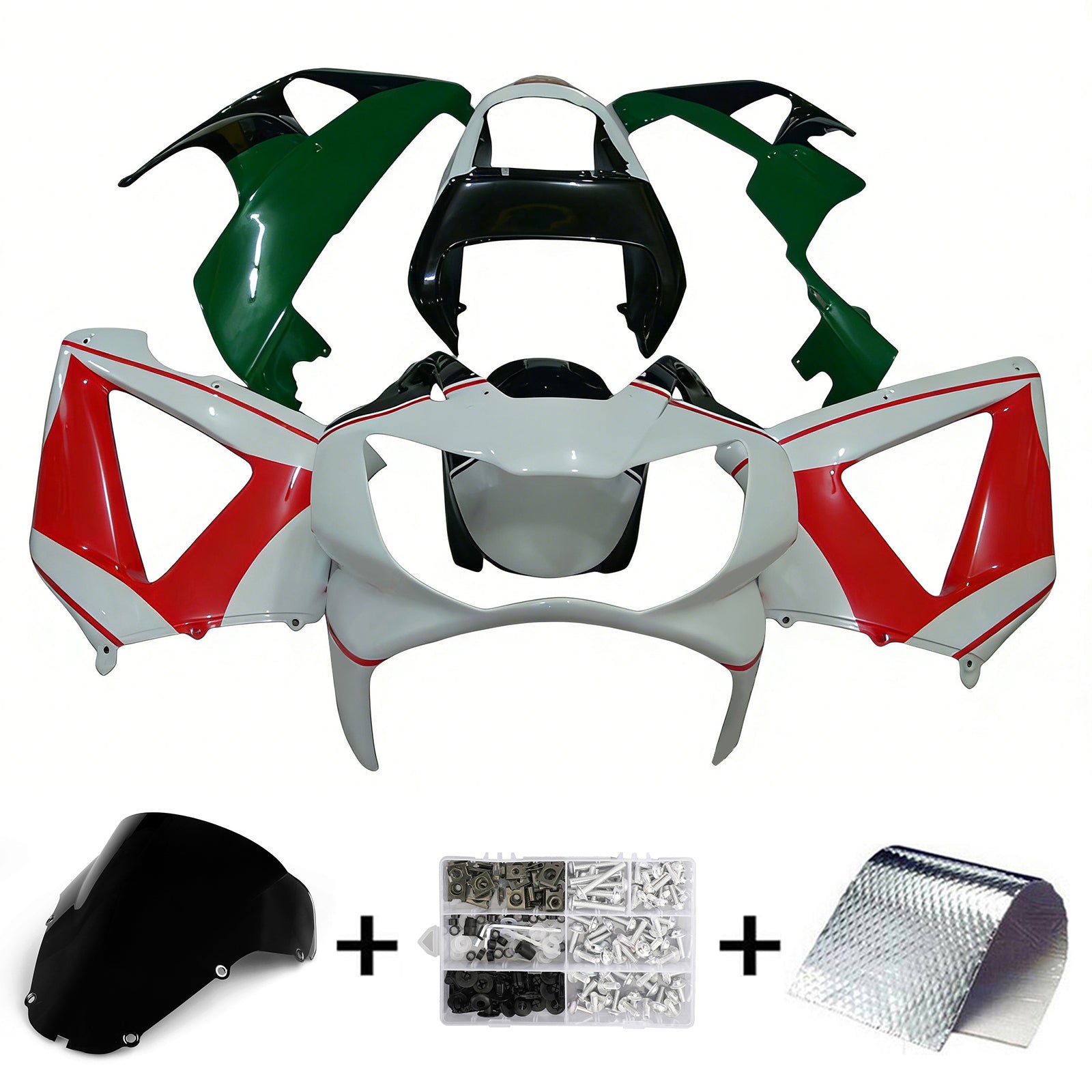 Amotopart 2000-2001 Honda CBR929RR White Black Red Green Fairing Kit
