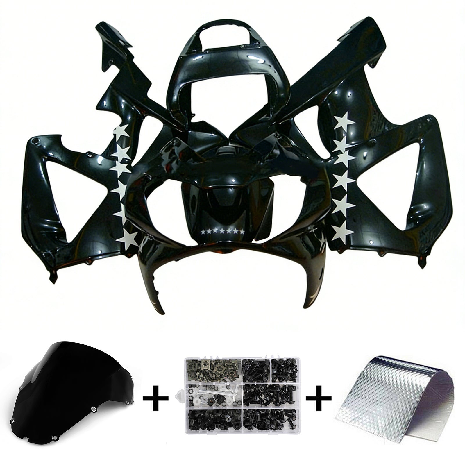 AMOTOPT 2000-2001 HONDA CBR929RR KIT DE FAIRAÇÃO BLACK E BRANCA