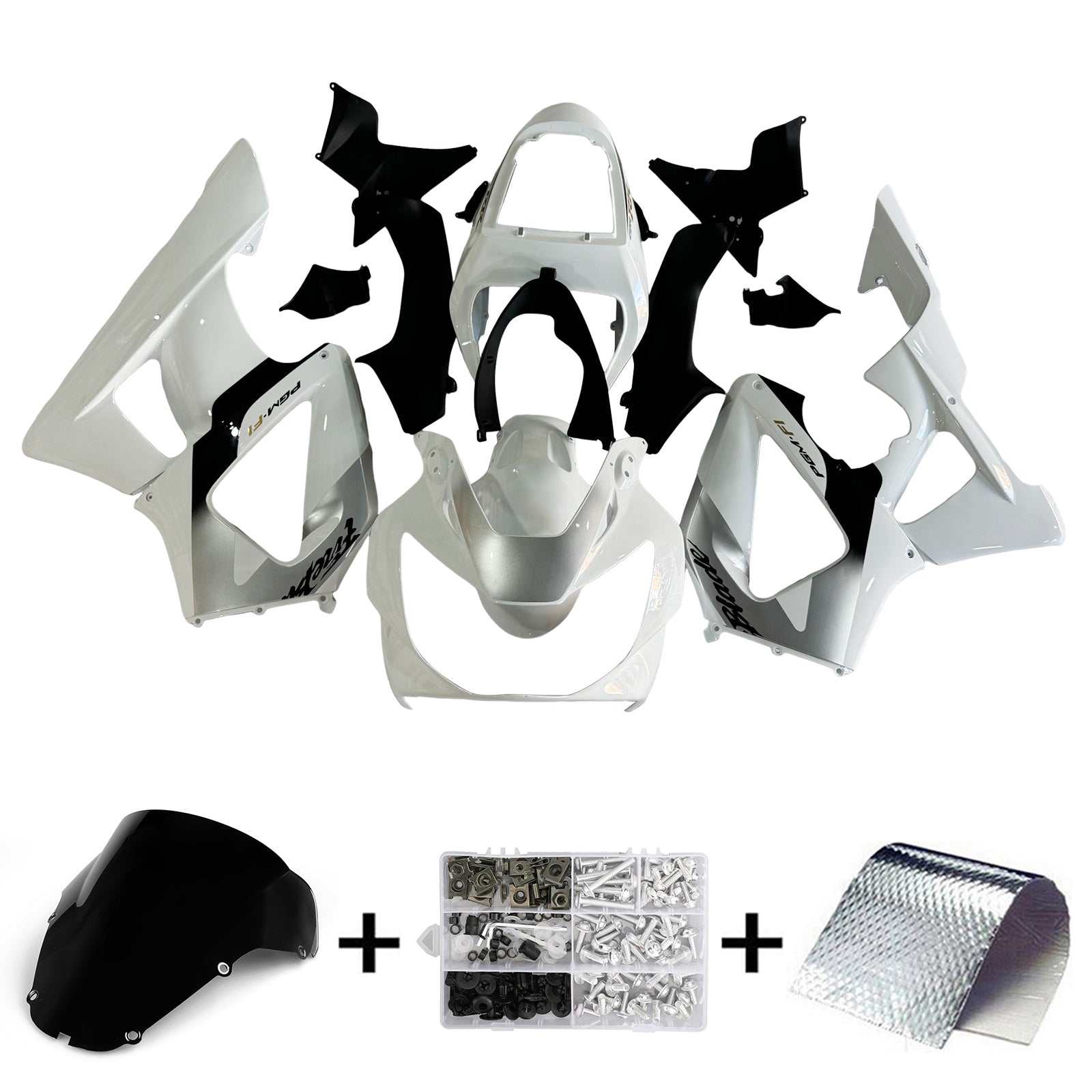 Amotopart 2000-2001 Honda CBR929RR White Black Fairing Kit