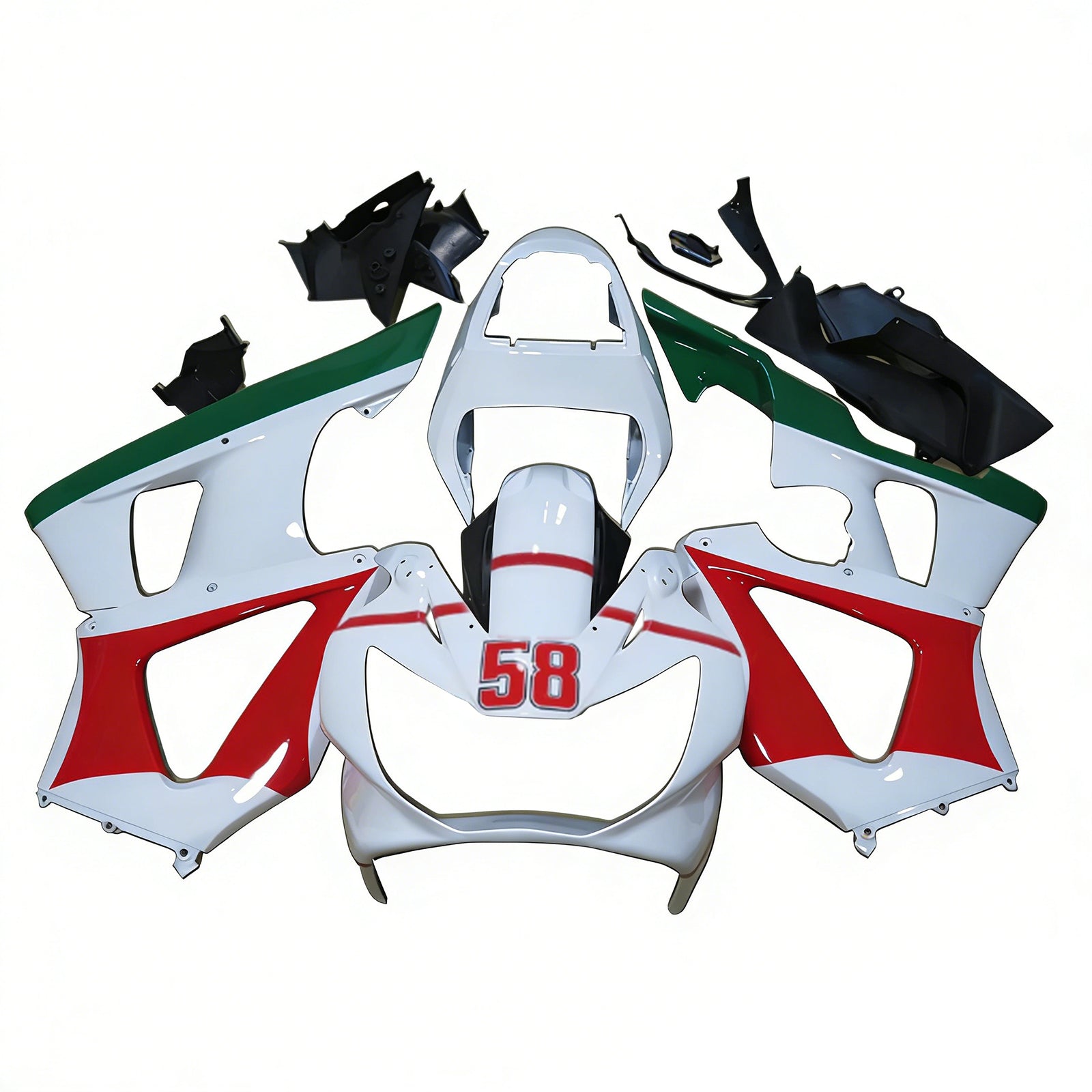 Amotopart 2000-2001 Honda CBR929RR White Black Red Green Fairing Kit