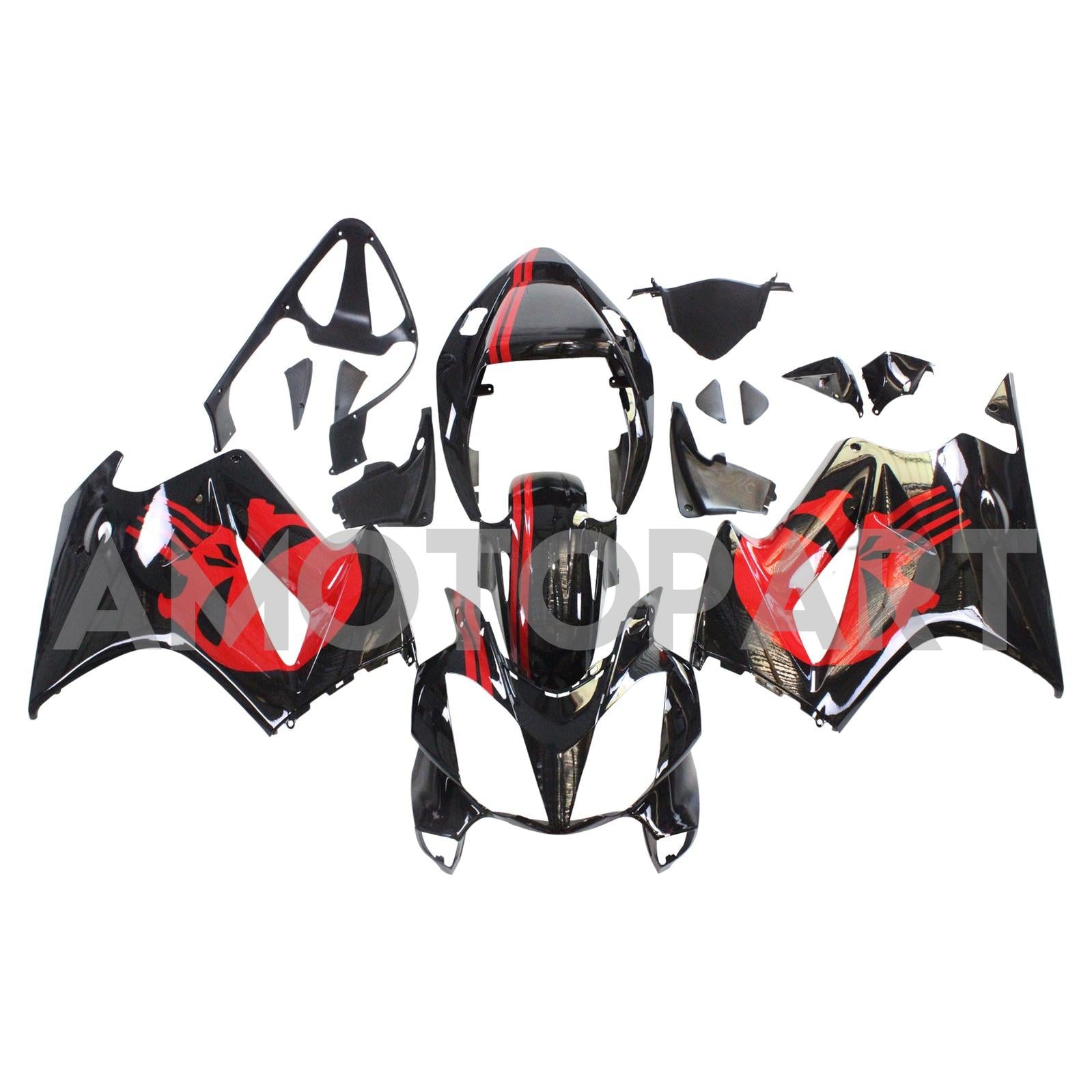 Amotopart 2002-2012 Honda VFR800 Black&Red Fairing KIt