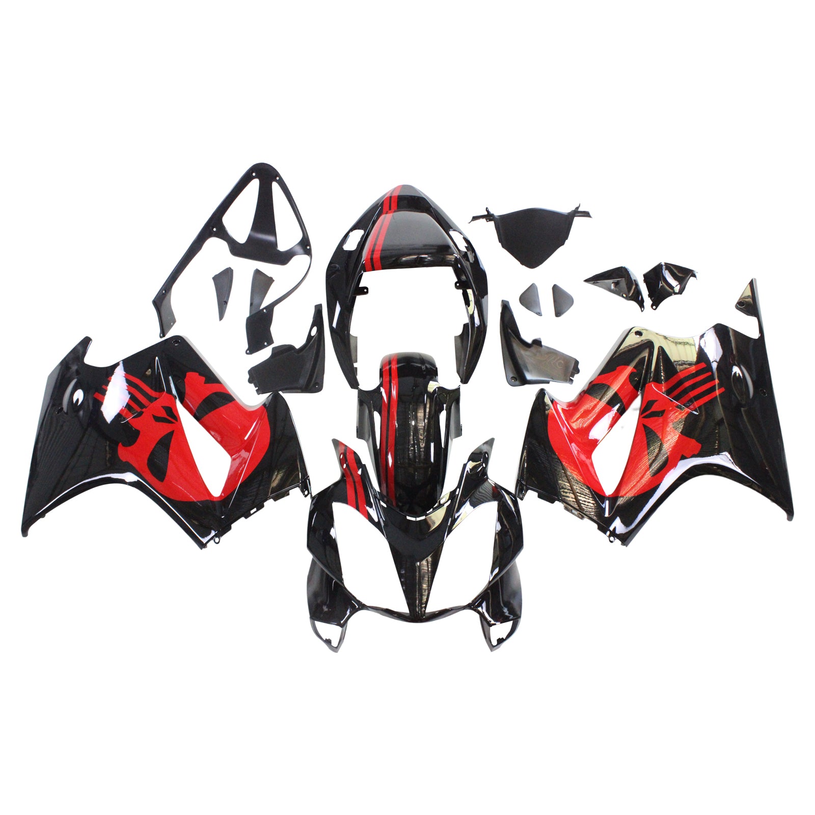 Amotopart 2002-2013 Honda VFR800 Kit de carénage noir et rouge